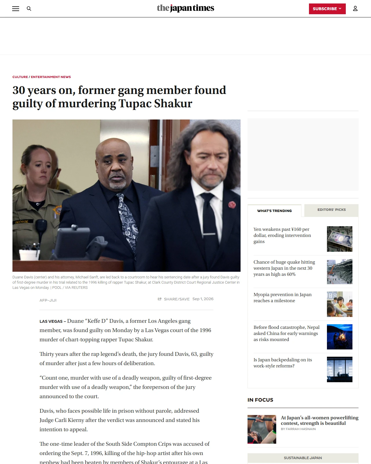 japantimes.co.jp as published: 30 years on, former gang member found guilty of murdering Tupac Shakur