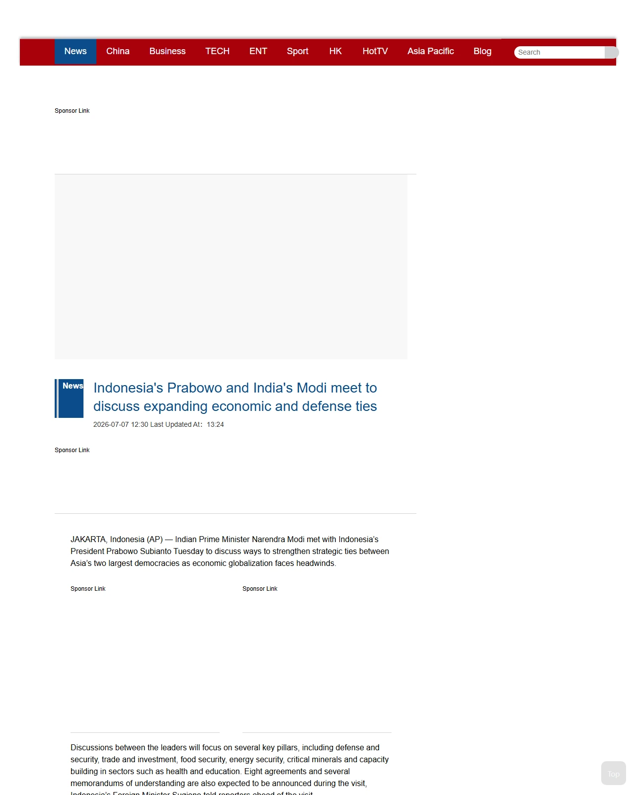 bastillepost.com as published: Indonesia's Prabowo and India's Modi meet to discuss expanding economic and defense ties
