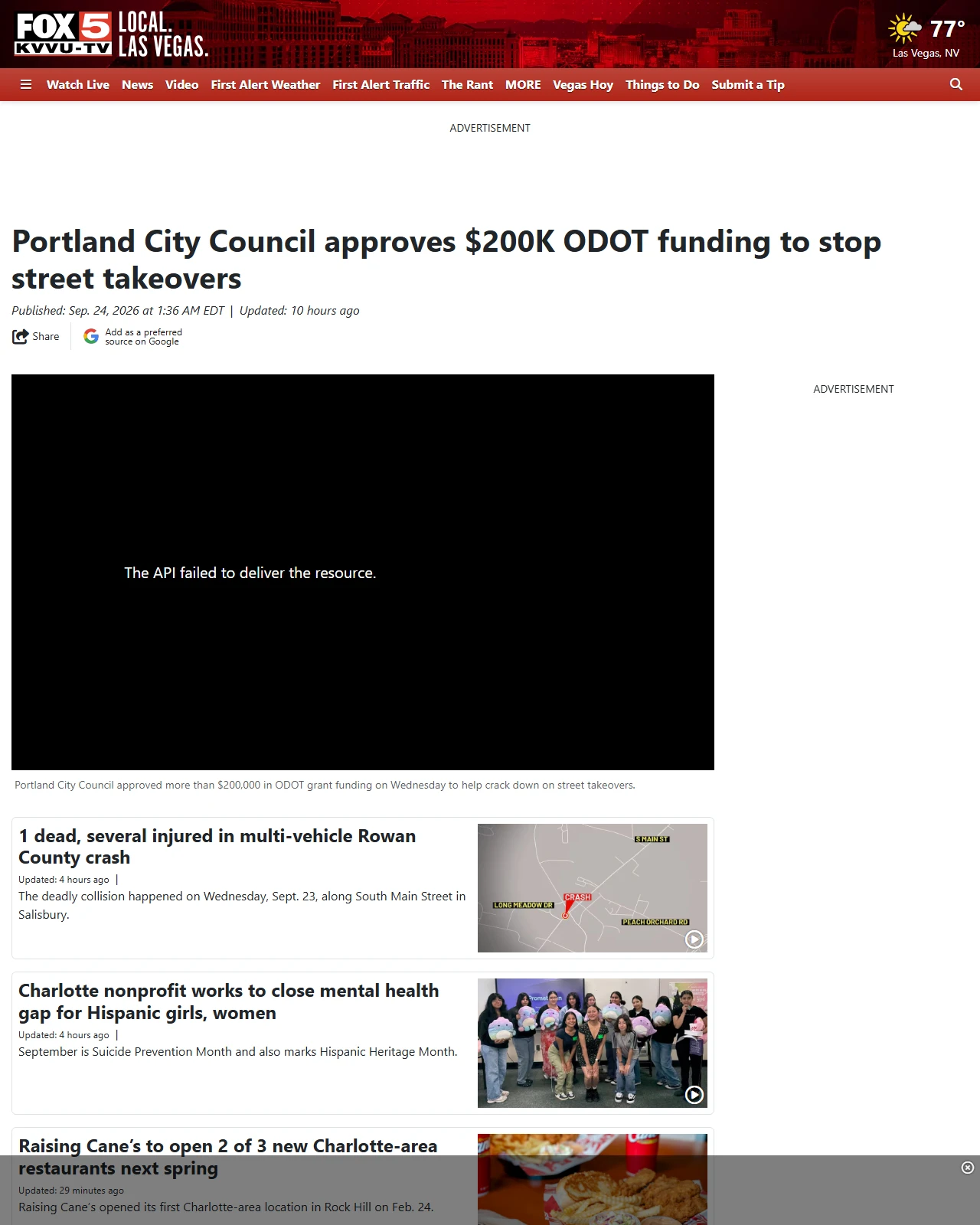 fox5vegas.com as published: Portland City Council approves $200K ODOT funding to stop street takeovers