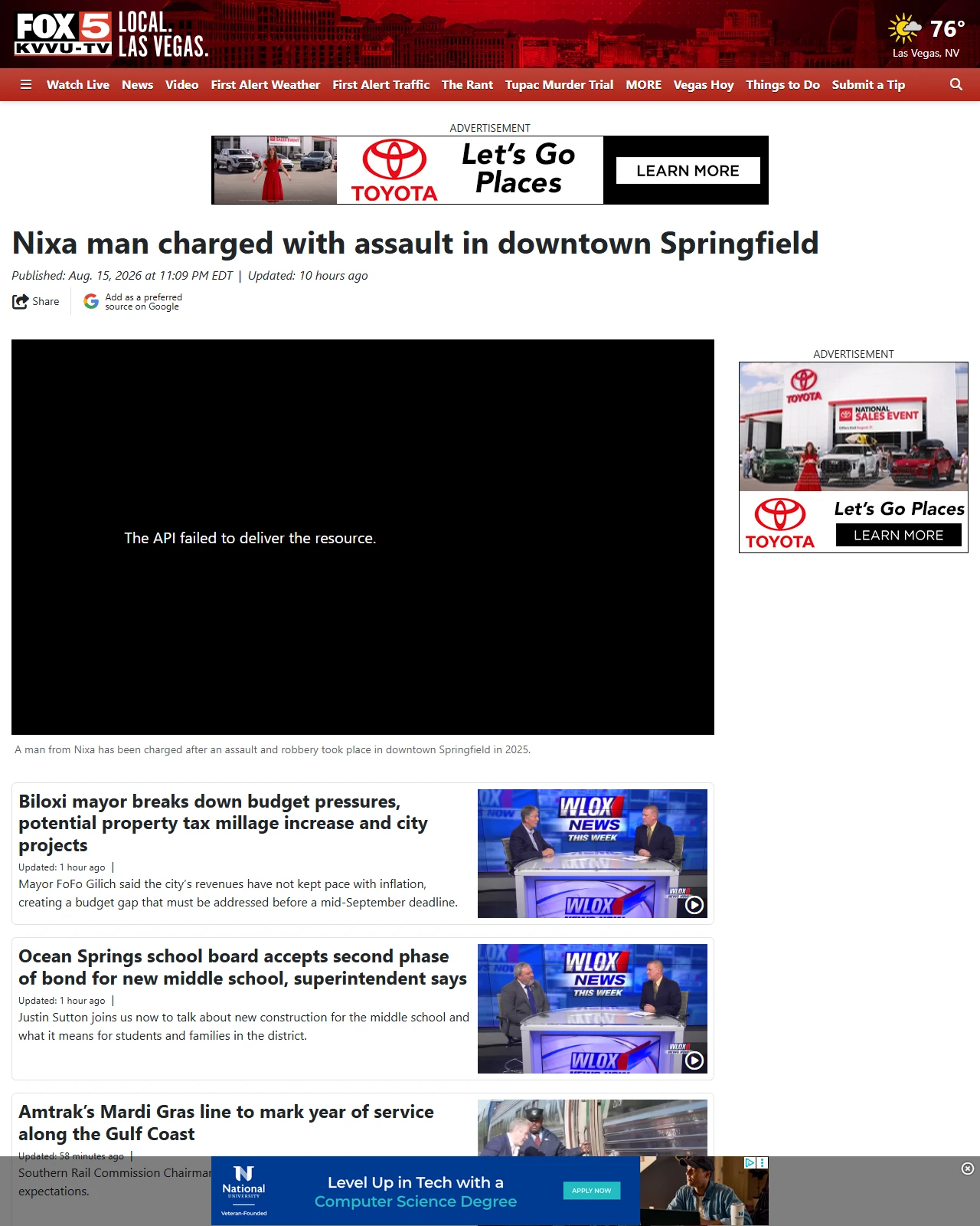 fox5vegas.com as published: Nixa man charged with assault in downtown Springfield