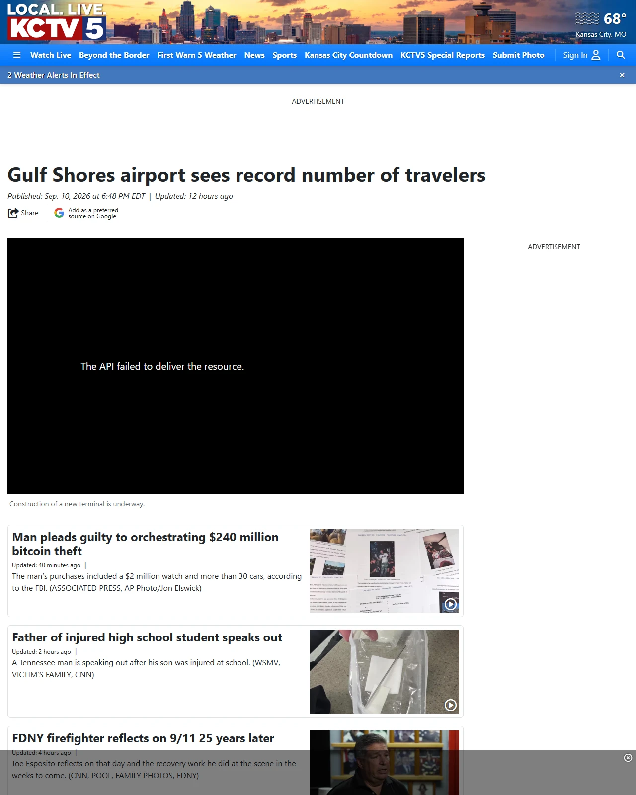 kctv5.com as published: Gulf Shores airport sees record number of travelers