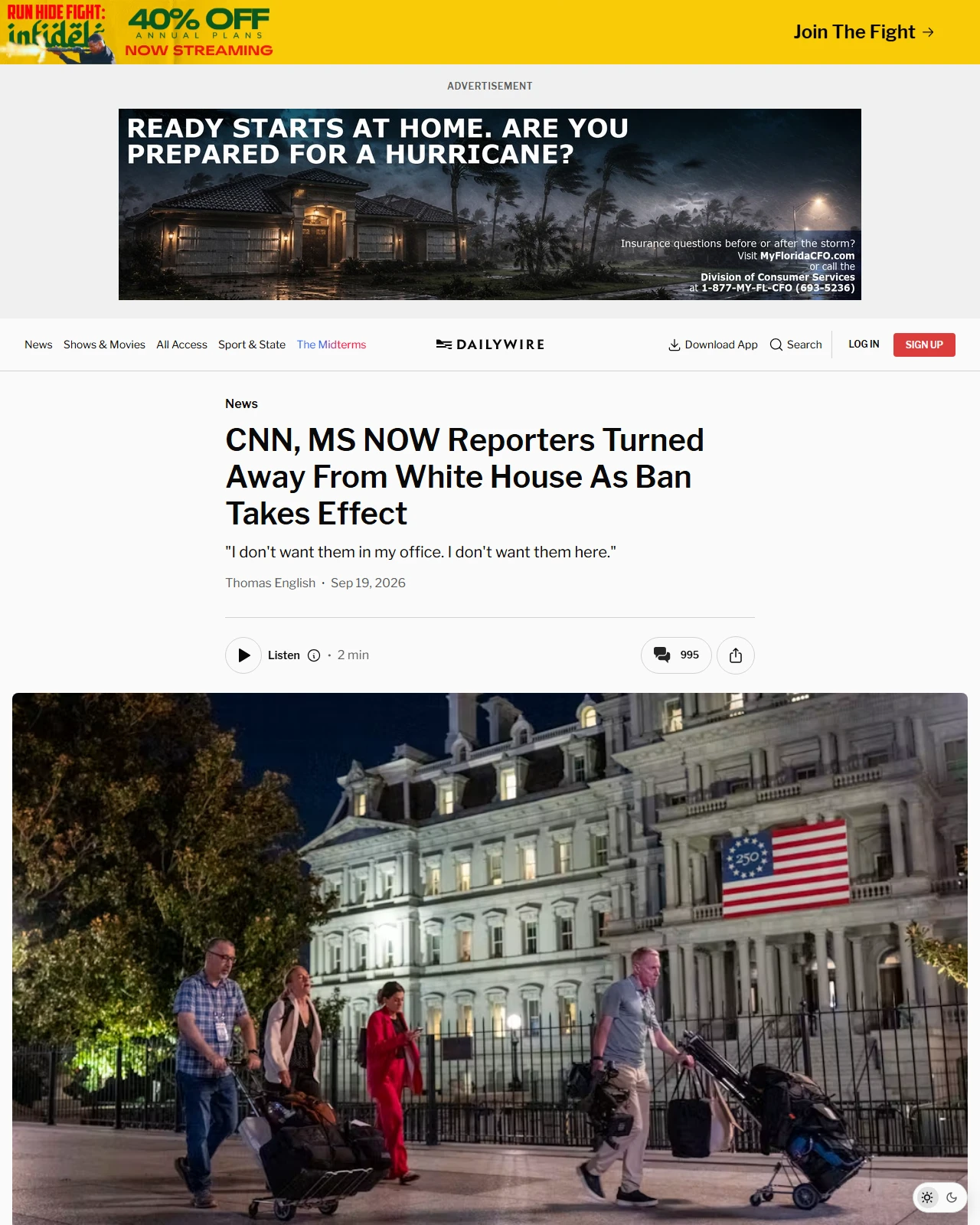 dailywire.com as published: CNN, MS NOW Reporters Turned Away From White House As Ban Takes Effect