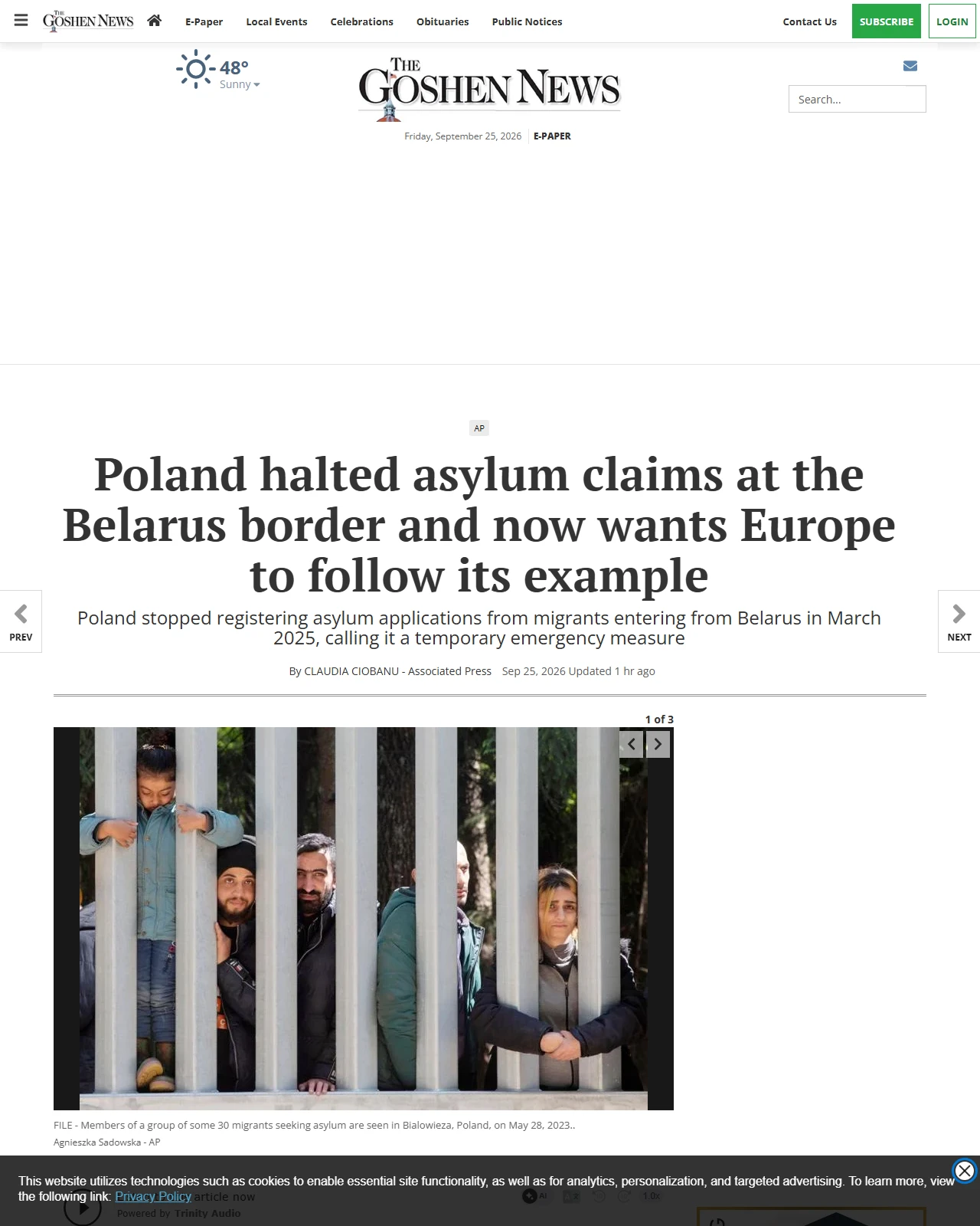goshennews.com as published: Poland halted asylum claims at the Belarus border and now wants Europe to follow its example