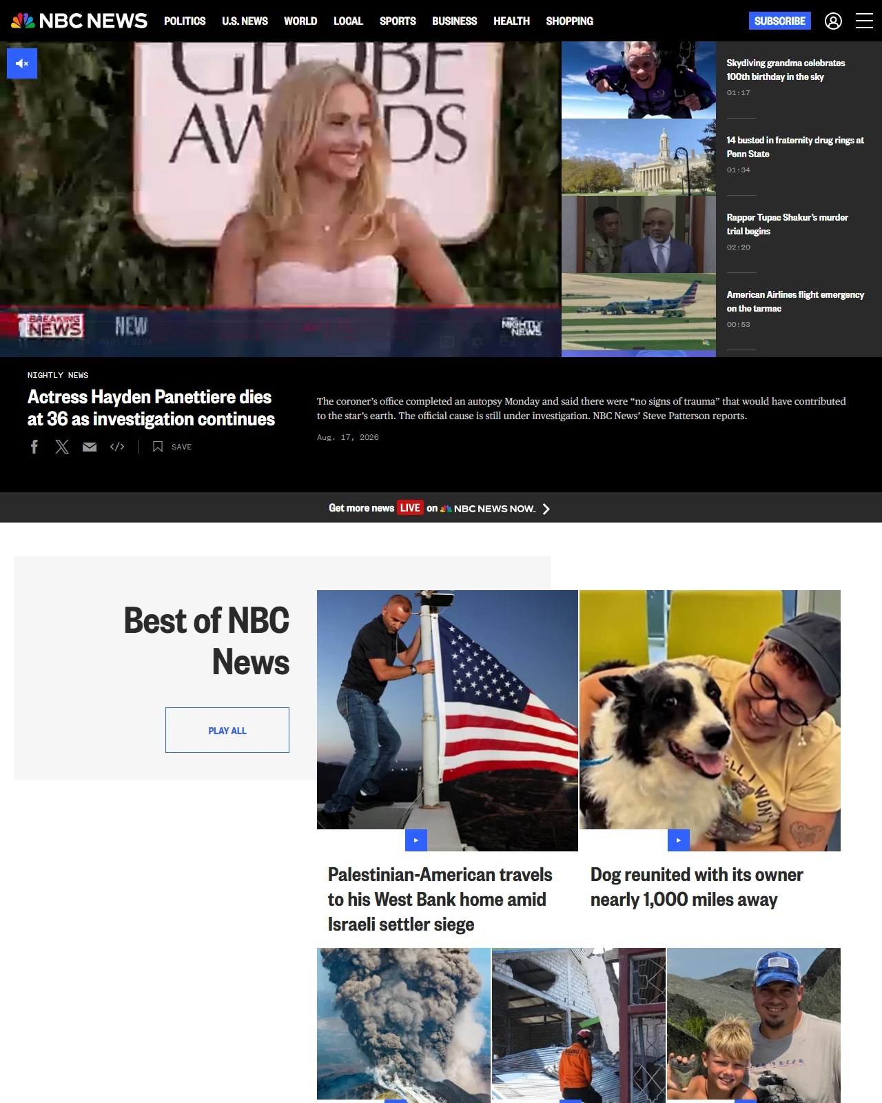 nbcnews.com as published: Actress Hayden Panettiere dies at 36 as investigation continues