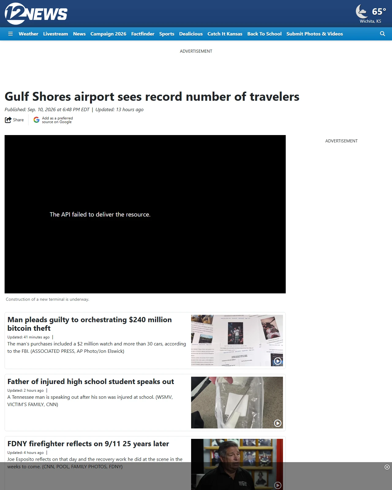 kwch.com as published: Gulf Shores airport sees record number of travelers