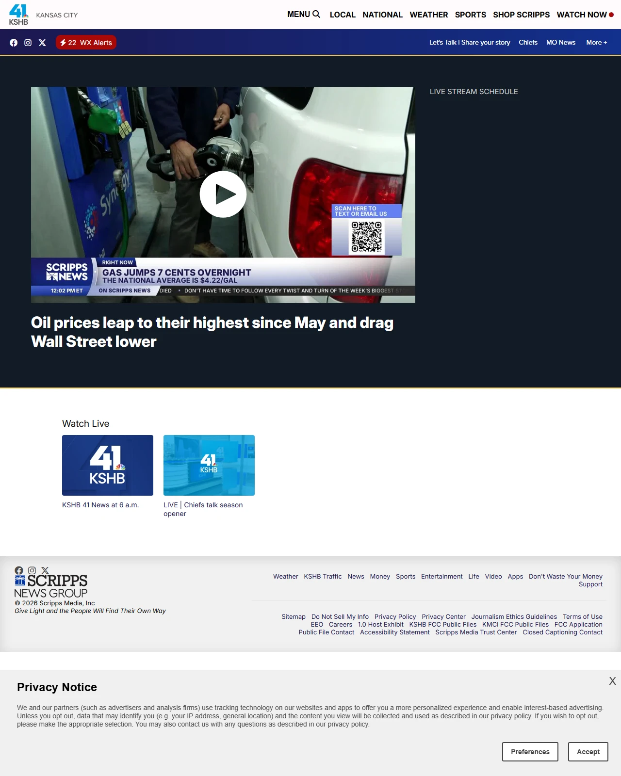 kshb.com as published: Oil prices leap to their highest since May and drag Wall Street lower