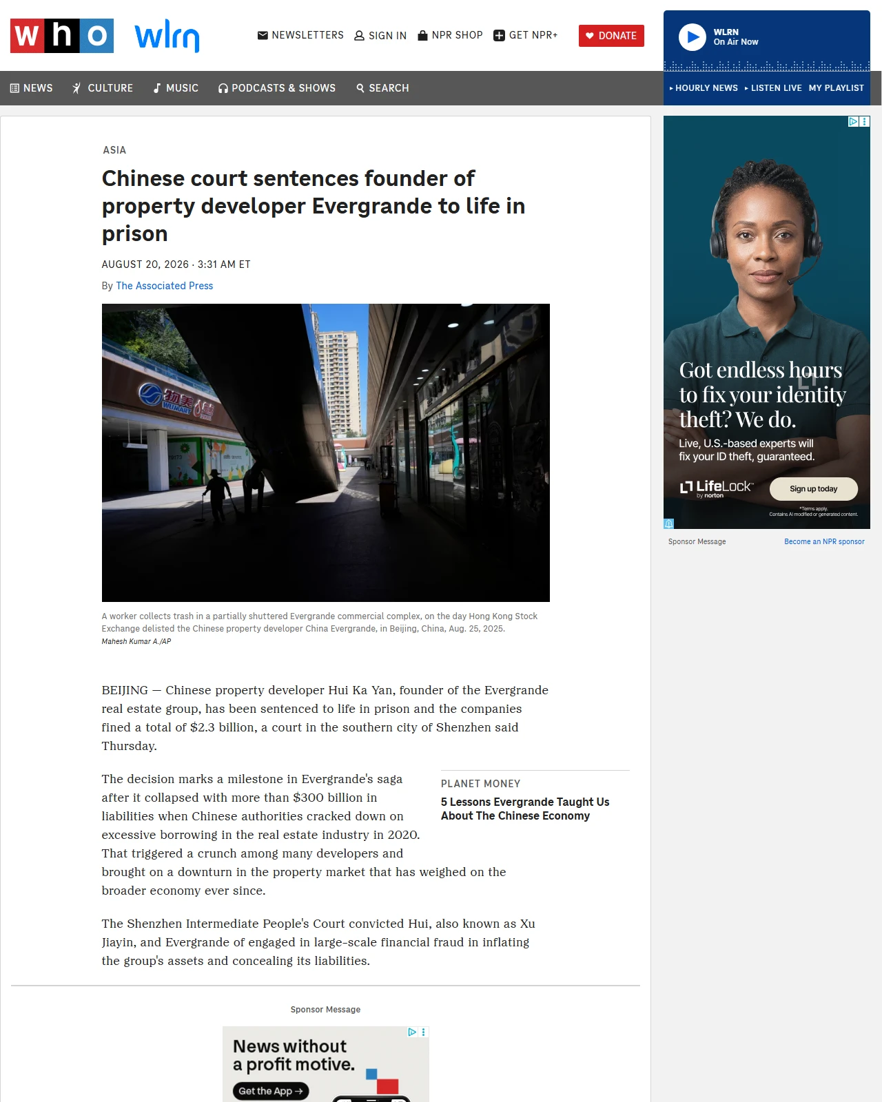 npr.org as published: Chinese court sentences founder of property developer Evergrande to life in prison