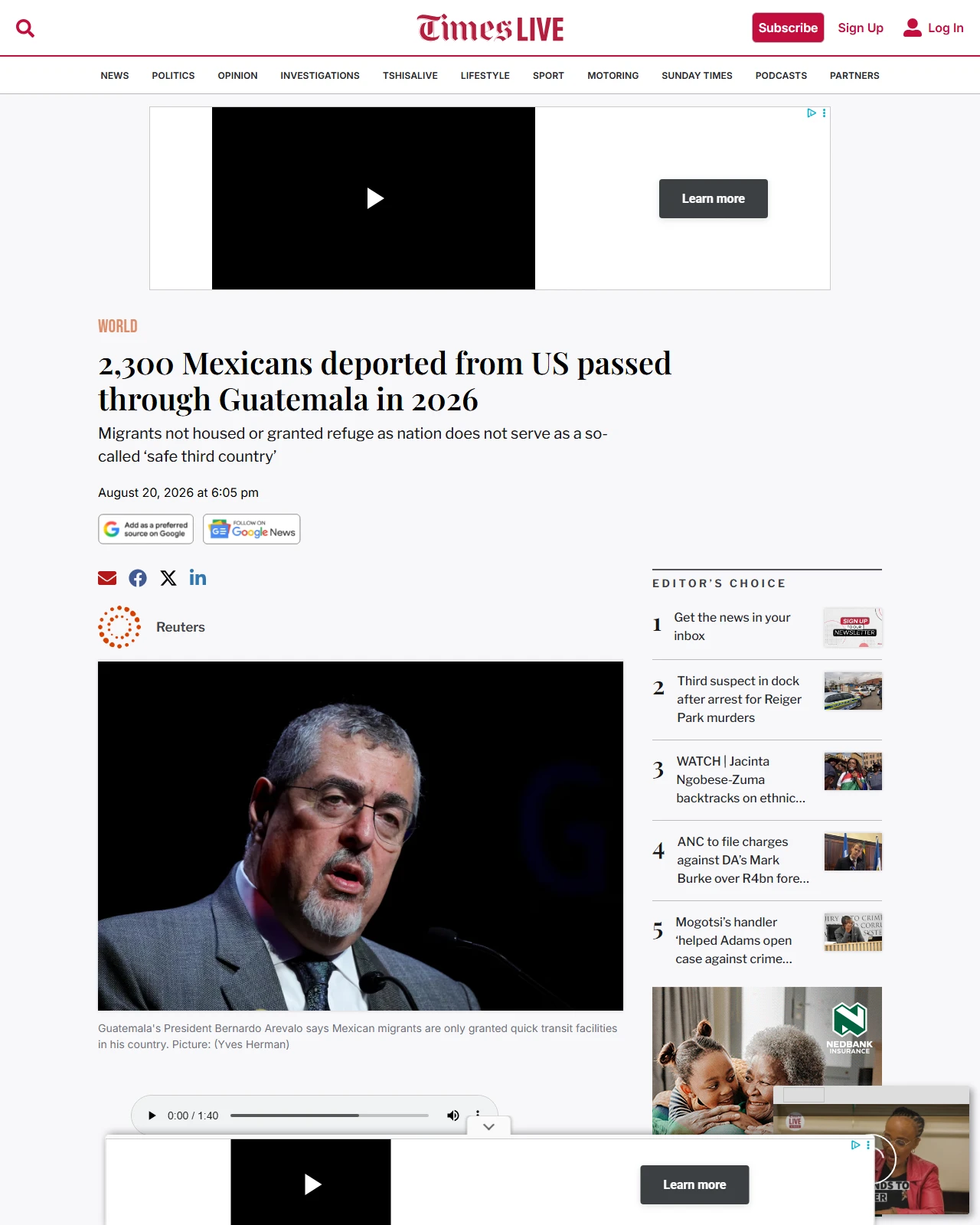 timeslive.co.za as published: 2,300 Mexicans deported from US passed through Guatemala in 2026