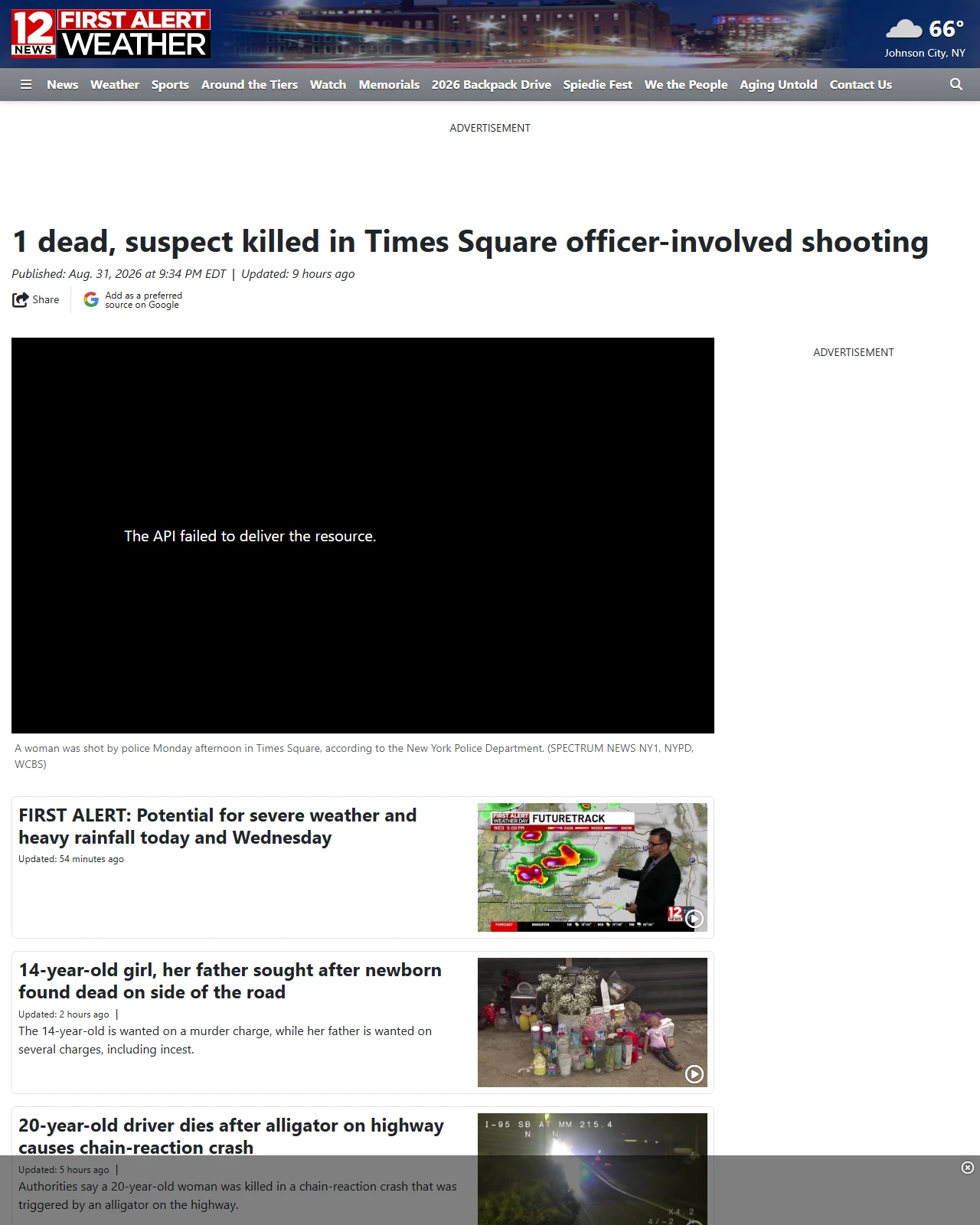wbng.com as published: 1 dead, suspect killed in Times Square officer-involved shooting