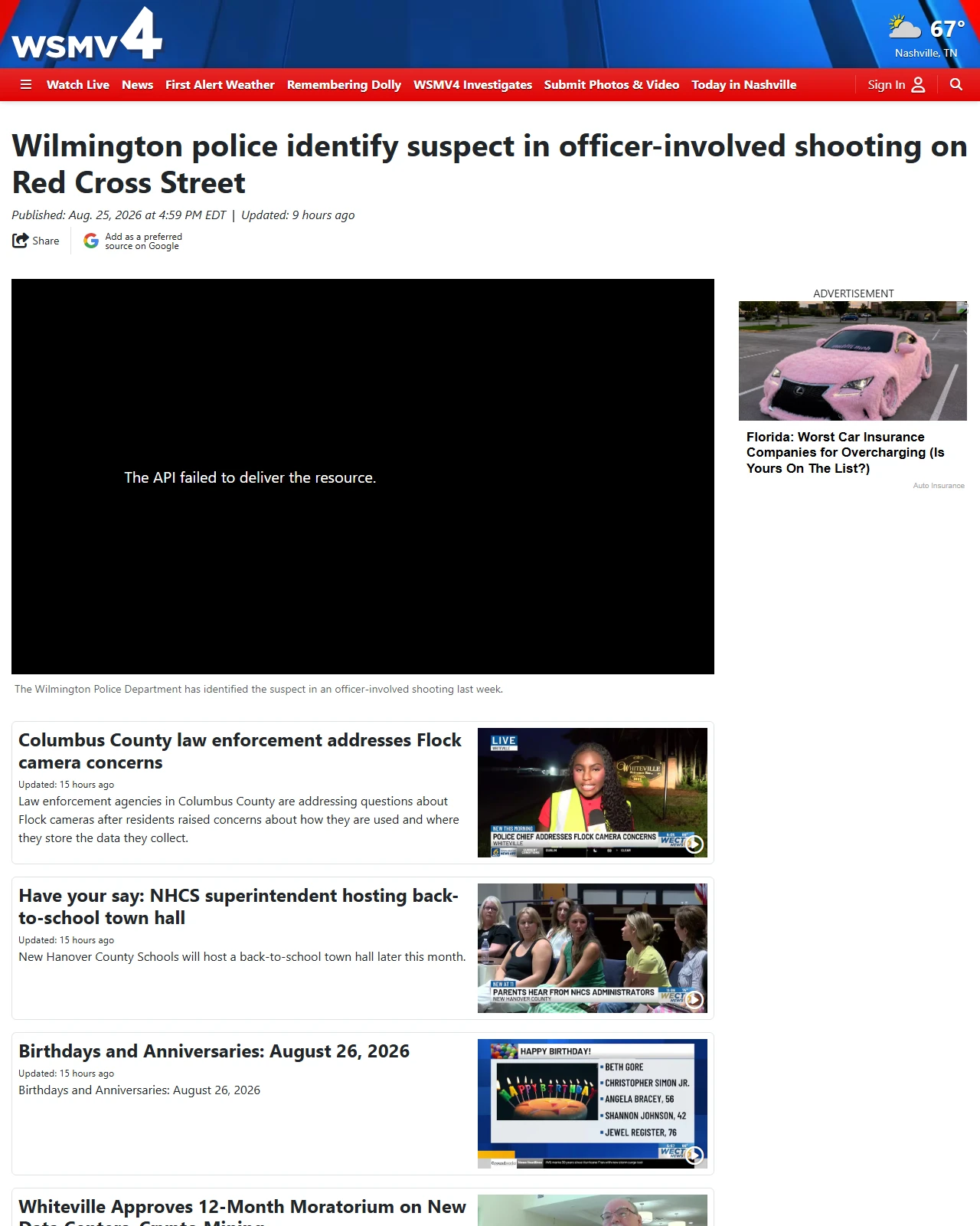 wsmv.com as published: Wilmington police identify suspect in officer-involved shooting on Red Cross Street