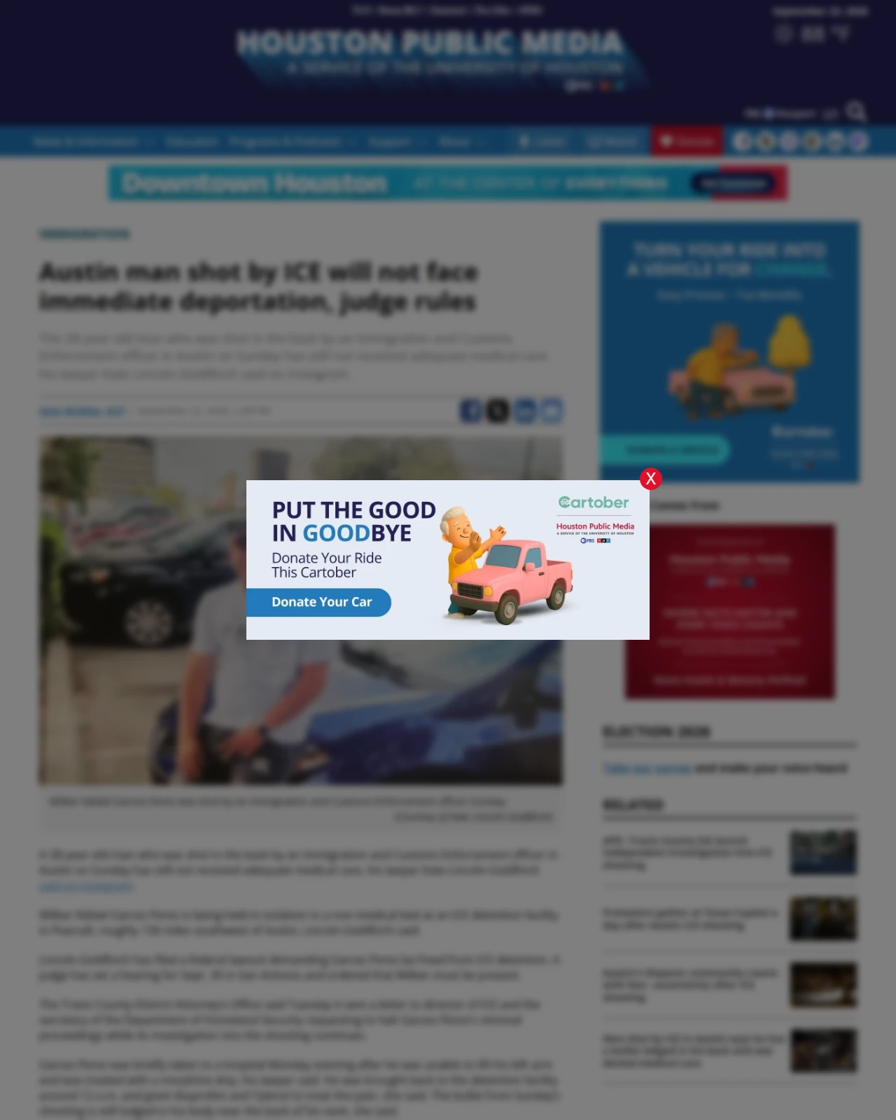 houstonpublicmedia.org as published: Austin man shot by ICE will not face immediate deportation, judge rules