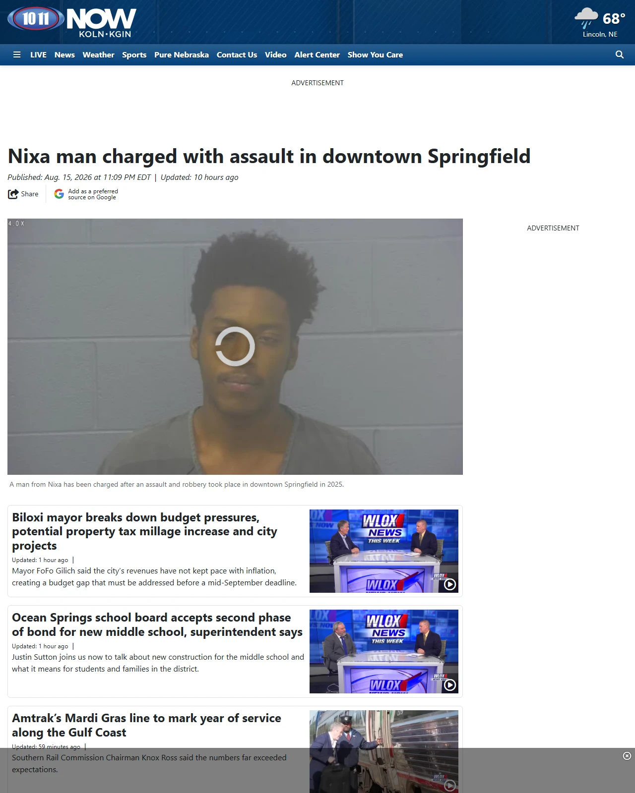 1011now.com as published: Nixa man charged with assault in downtown Springfield - KOLN | Nebraska Local News, Weather, Sports | Lincoln, NE