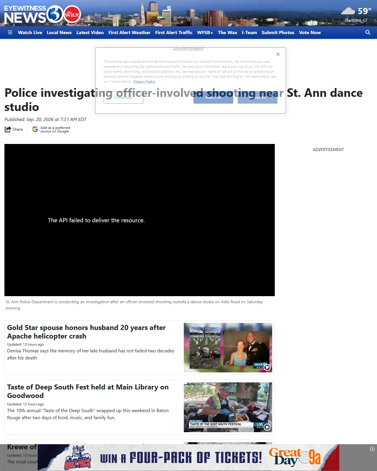 wfsb.com as published: Police investigating officer-involved shooting near St. Ann dance studio