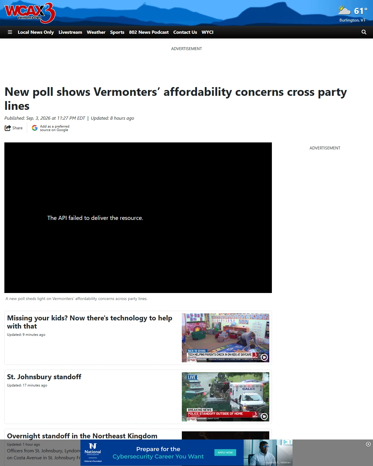 wcax.com as published: New poll shows Vermonters’ affordability concerns cross party lines