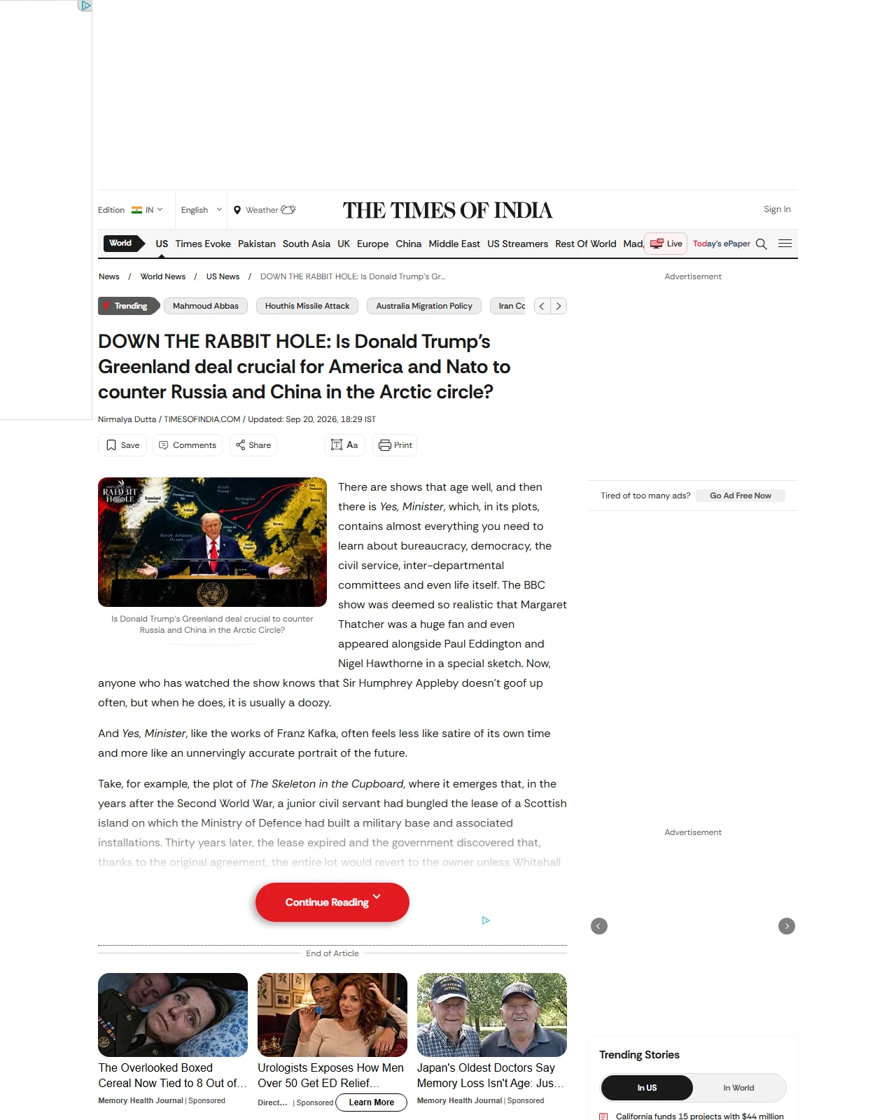 timesofindia.indiatimes.com as published: Is Trump's Greenland deal crucial for the US and Nato to counter Russia and China?