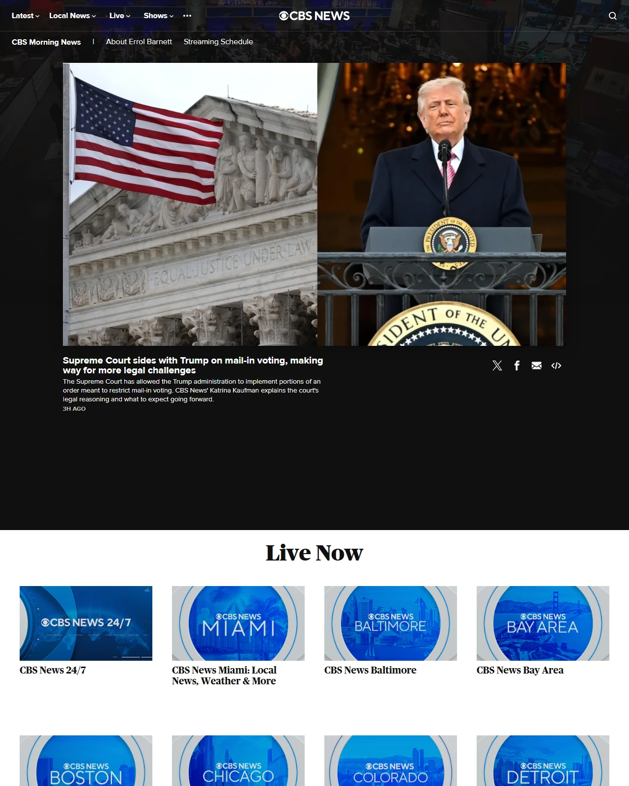 cbsnews.com as published: Supreme Court sides with Trump on mail-in voting, making way for more legal challenges