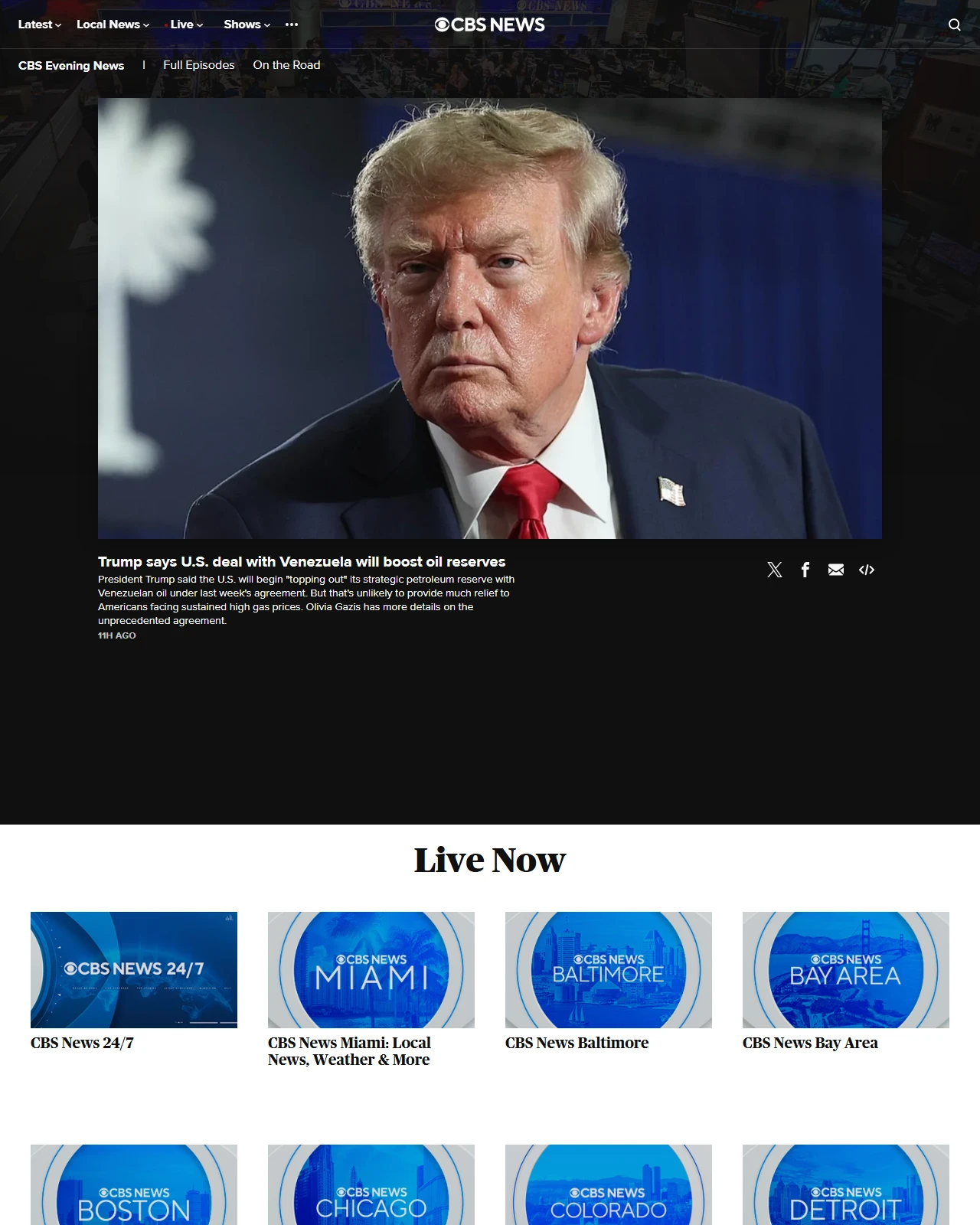 cbsnews.com as published: Trump says U.S. deal with Venezuela will boost oil reserves
