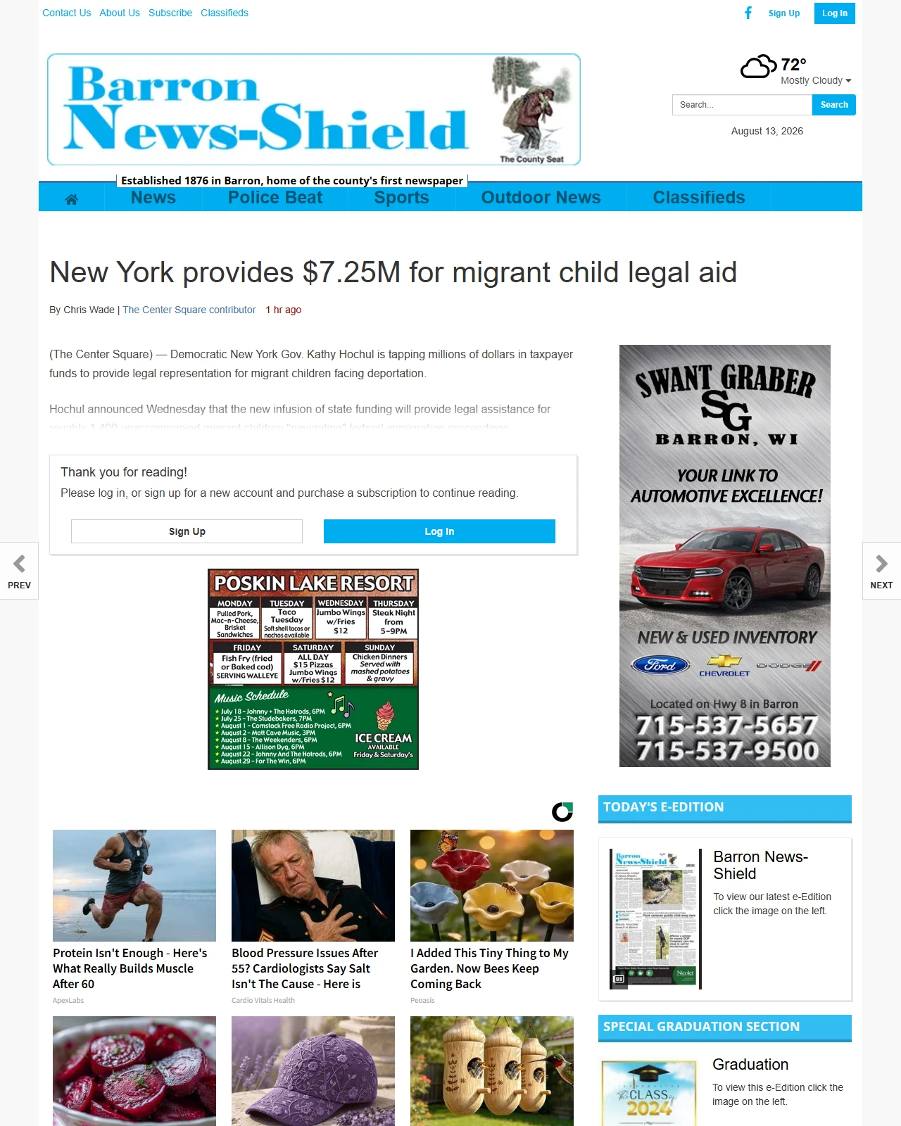 news-shield.com as published: New York provides $7.25M for migrant child legal aid - Barron News-Shield