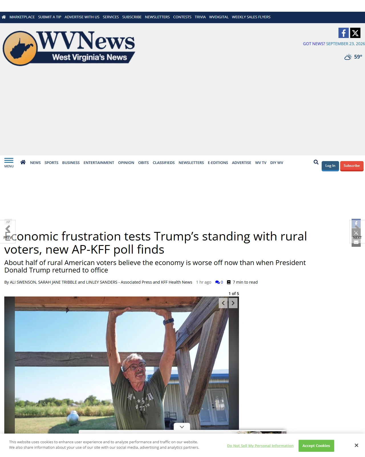 wvnews.com as published: Economic frustration tests Trump’s standing with rural voters, new AP-KFF poll finds