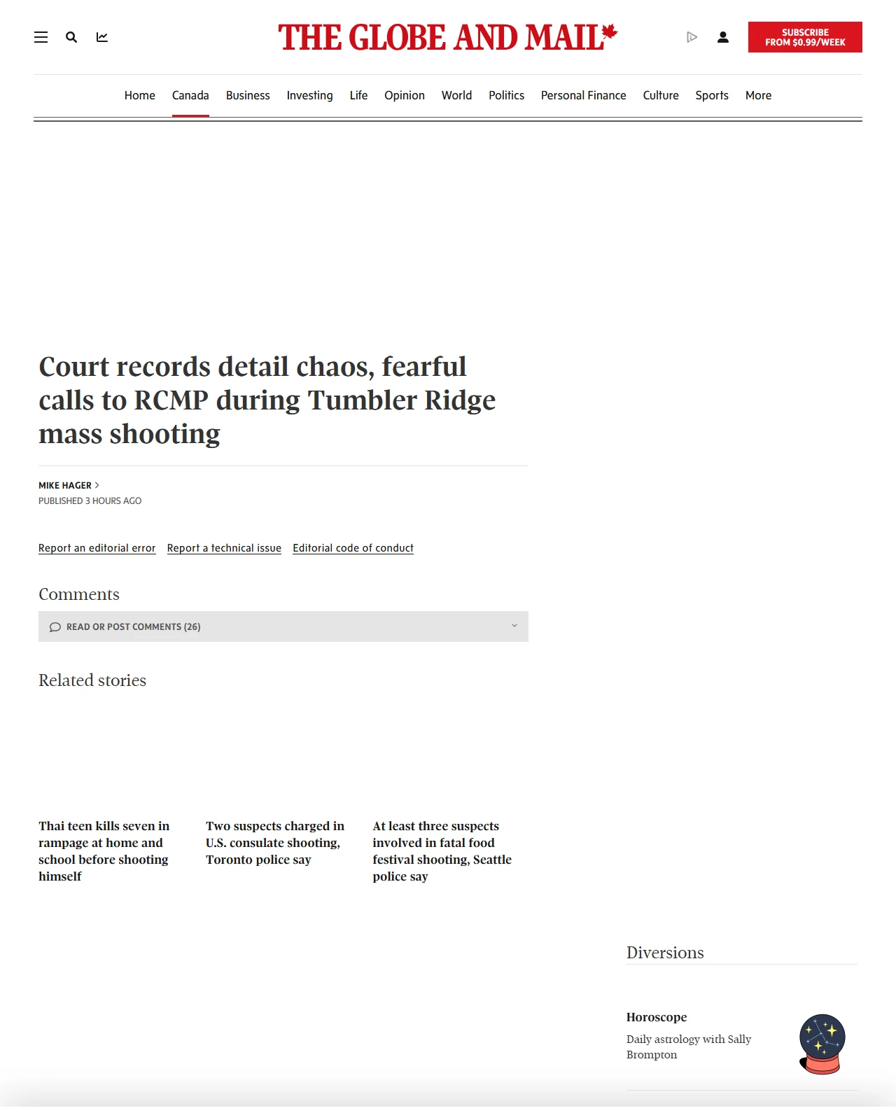 theglobeandmail.com as published: Court records detail chaos, fearful calls to RCMP during Tumbler Ridge mass shooting