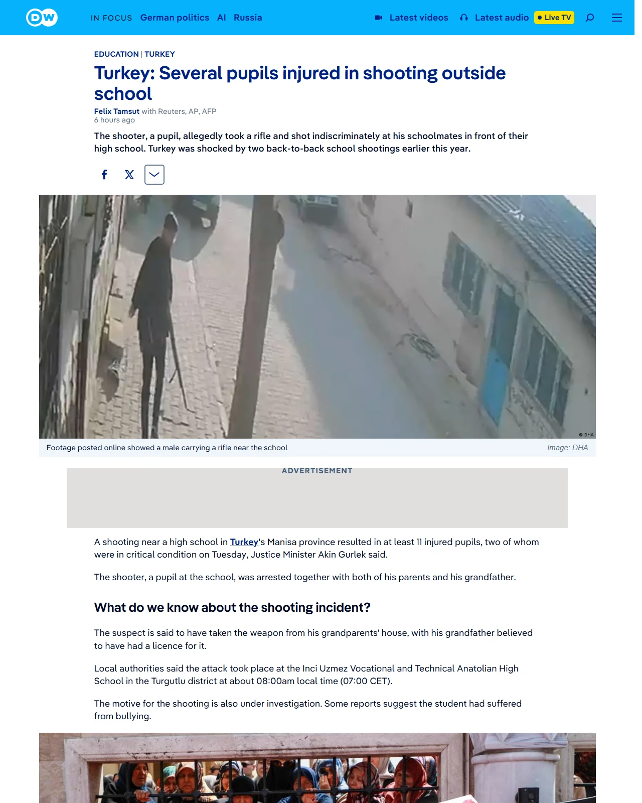dw.com as published: Turkey: Several pupils injured in shooting outside school