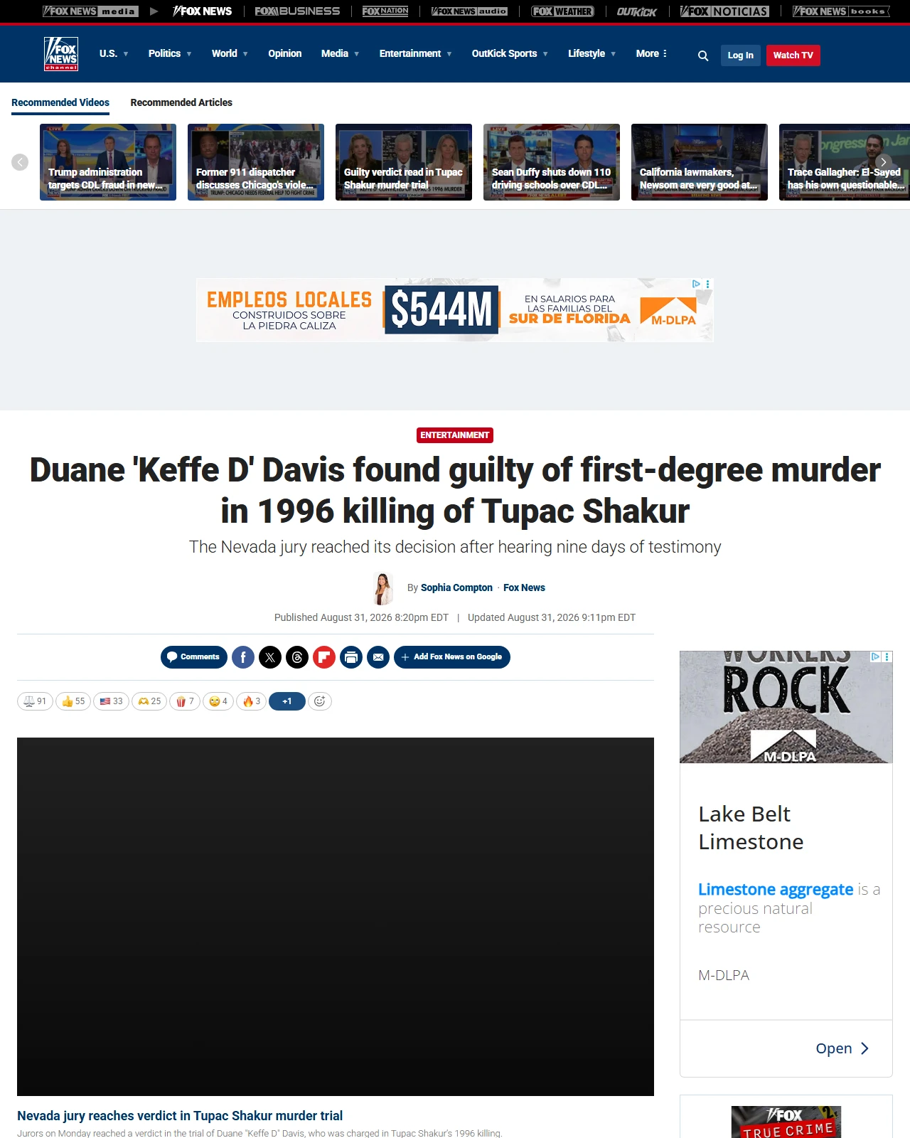 foxnews.com as published: Duane 'Keffe D' Davis found guilty of first-degree murder in 1996 killing of Tupac Shakur