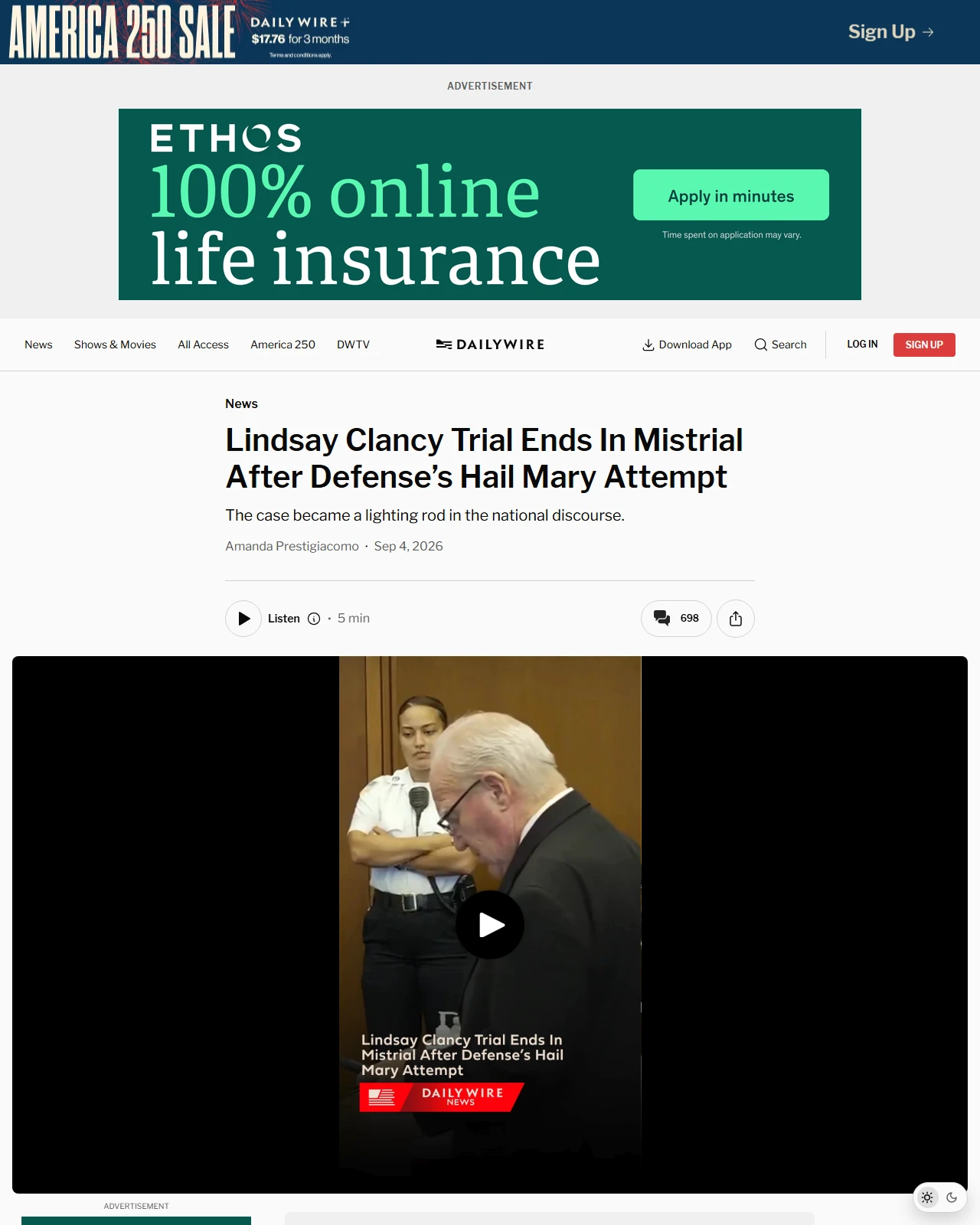 dailywire.com as published: Lindsay Clancy Trial Ends In Mistrial After Defense’s Hail Mary Attempt