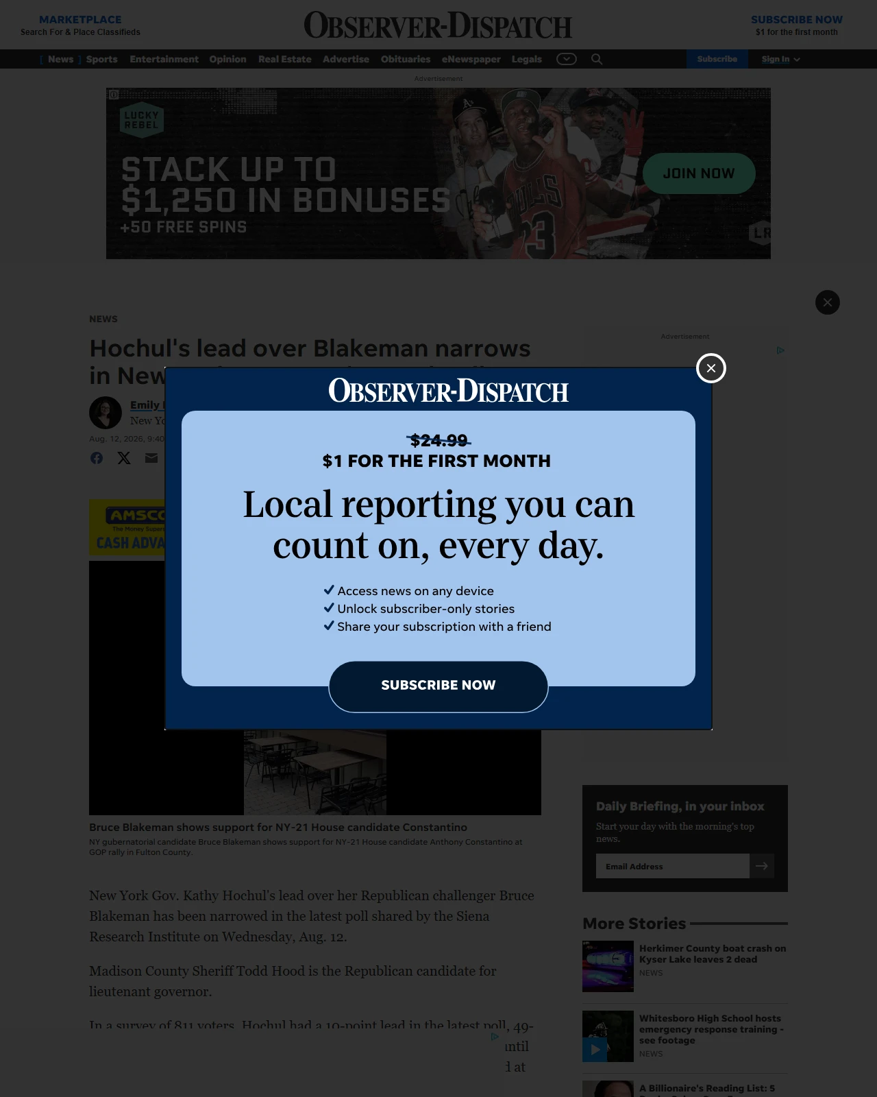 uticaod.com as published: Hochul's lead over Blakeman narrows in New York governor's race | Poll