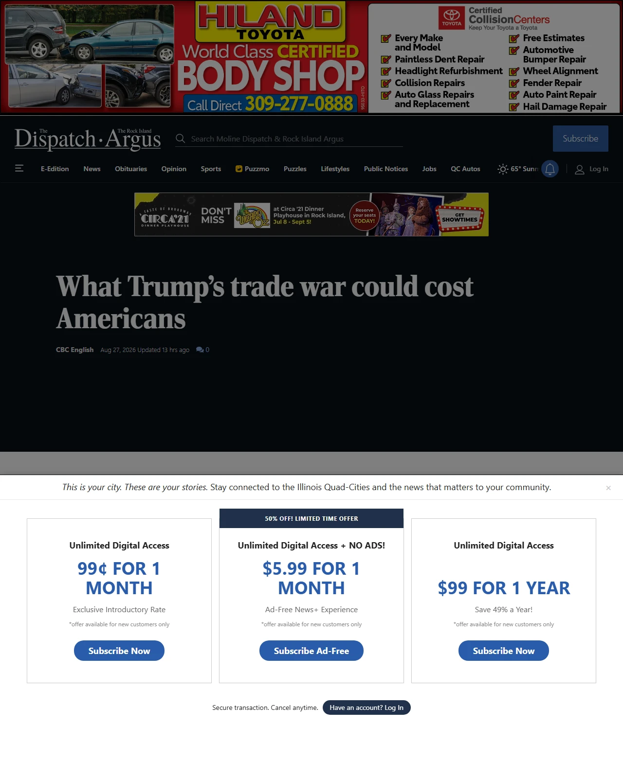 qconline.com as published: What Trump’s trade war could cost Americans