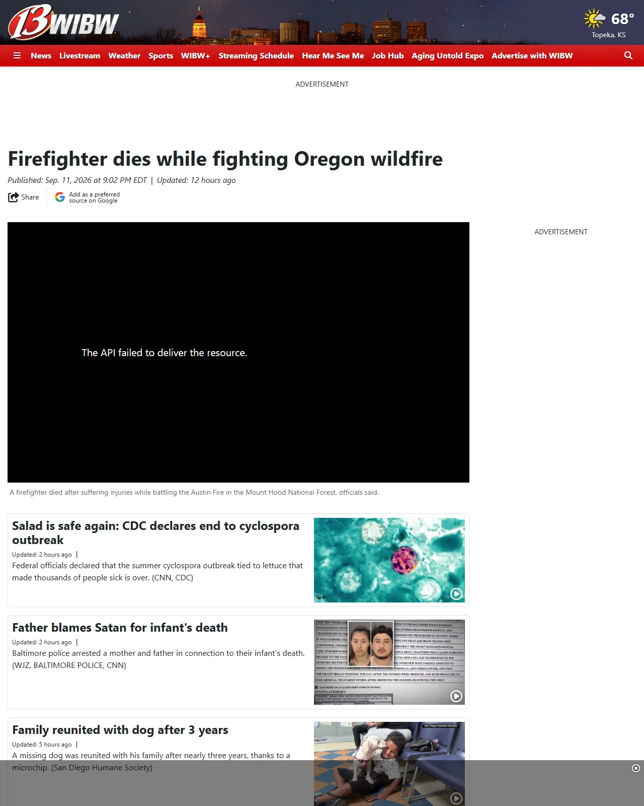 wibw.com as published: Firefighter dies while fighting Oregon wildfire