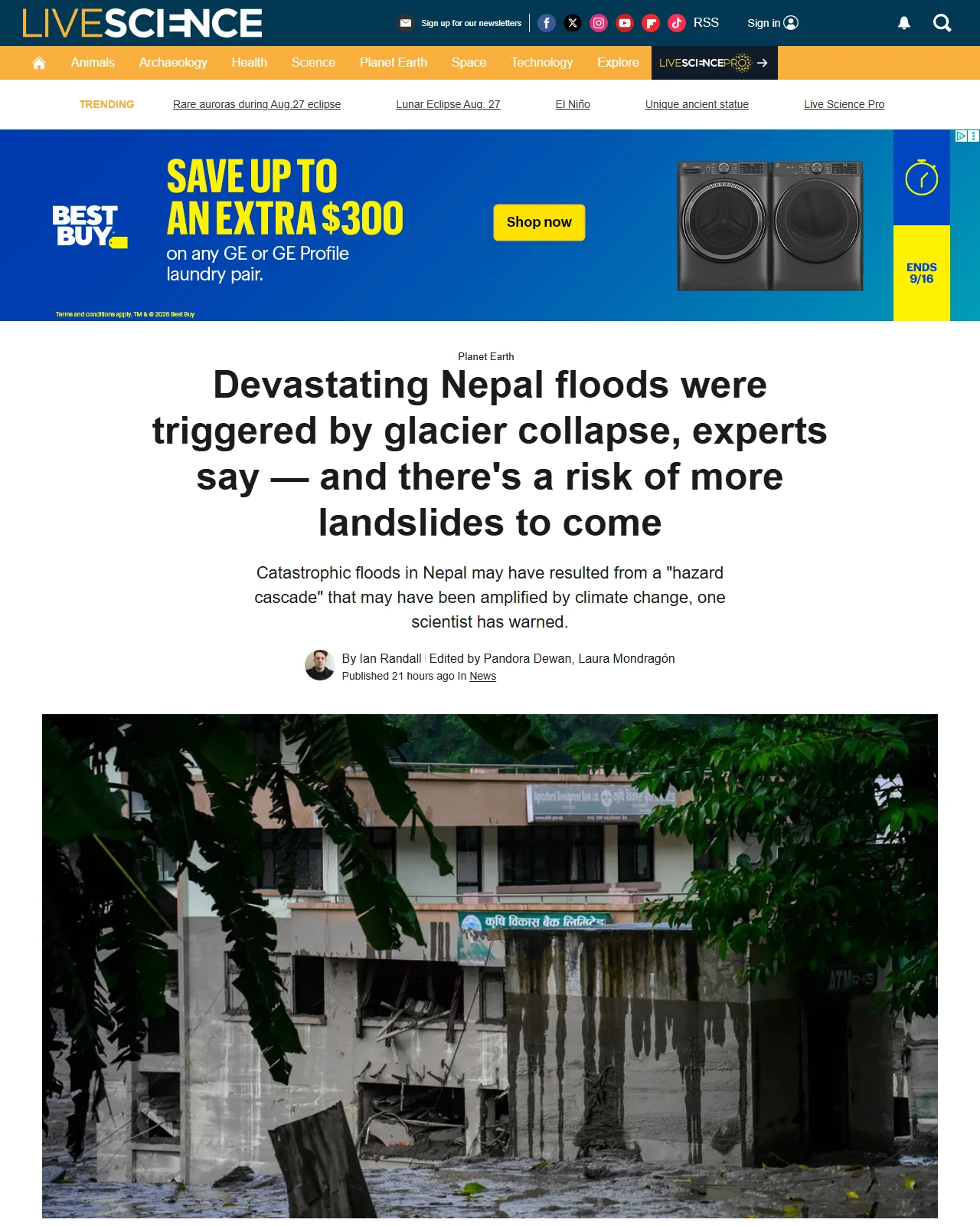 livescience.com as published: Devastating Nepal floods were triggered by glacier collapse — and there's a risk of more to come