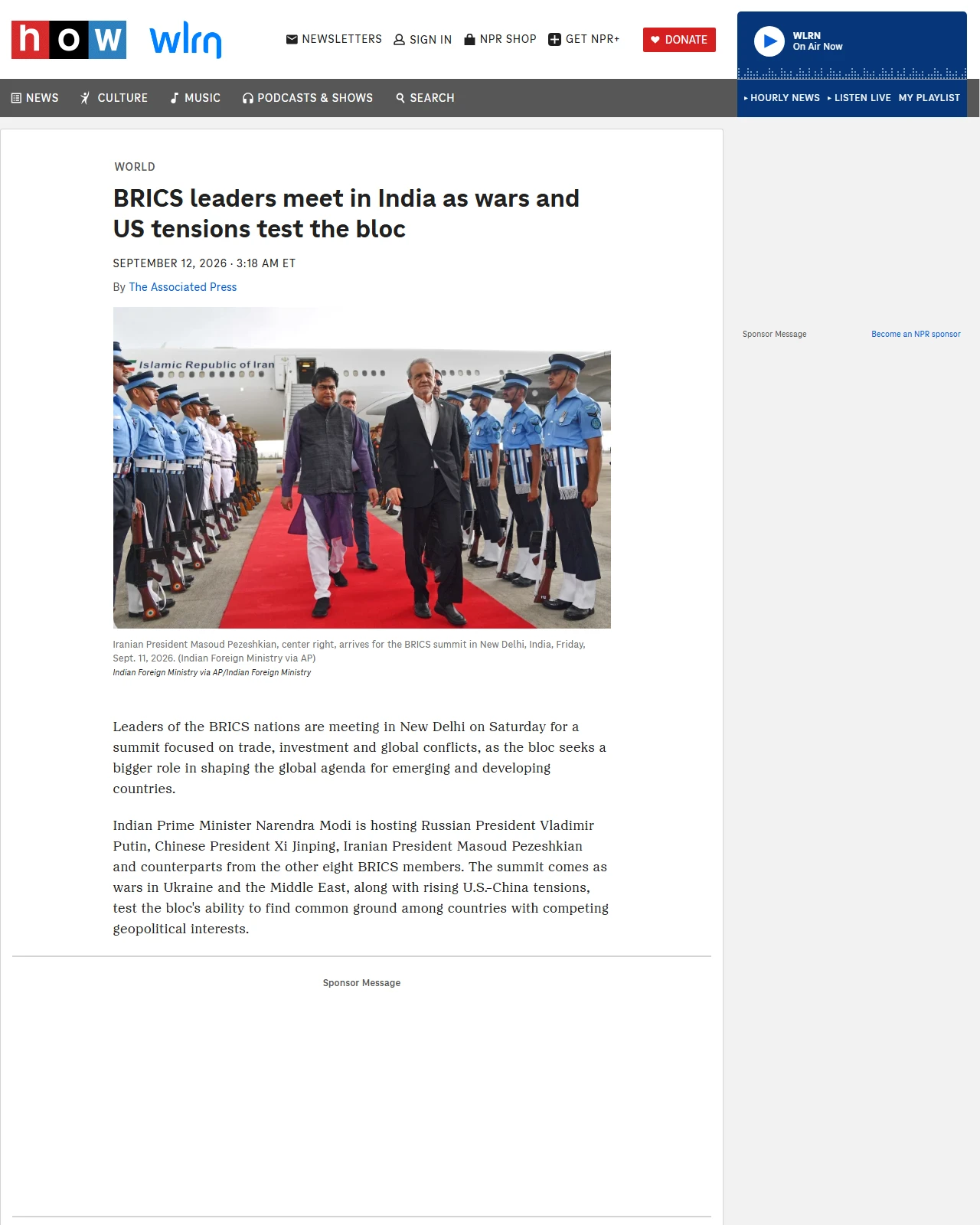 npr.org as published: BRICS leaders meet in India as wars and US tensions test the bloc