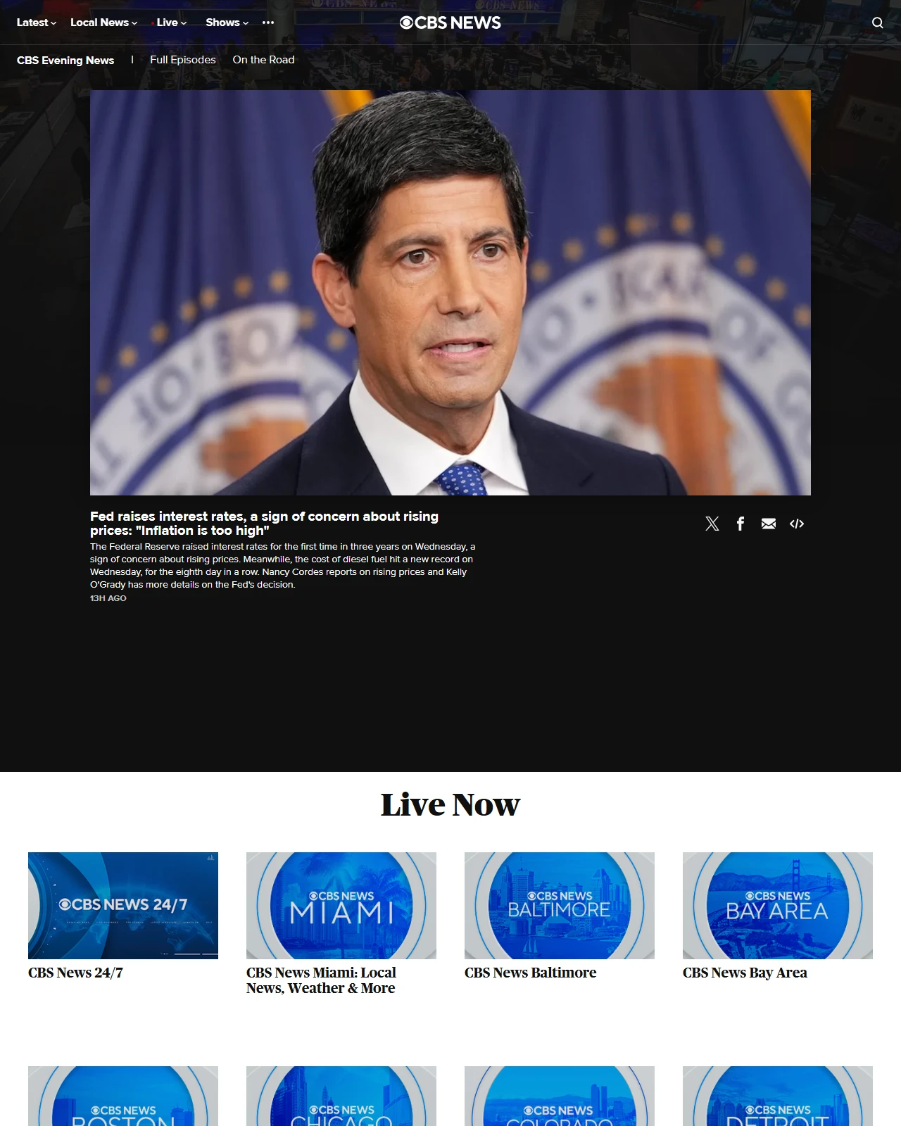 cbsnews.com as published: Fed raises interest rates, a sign of concern about rising prices: "Inflation is too high"