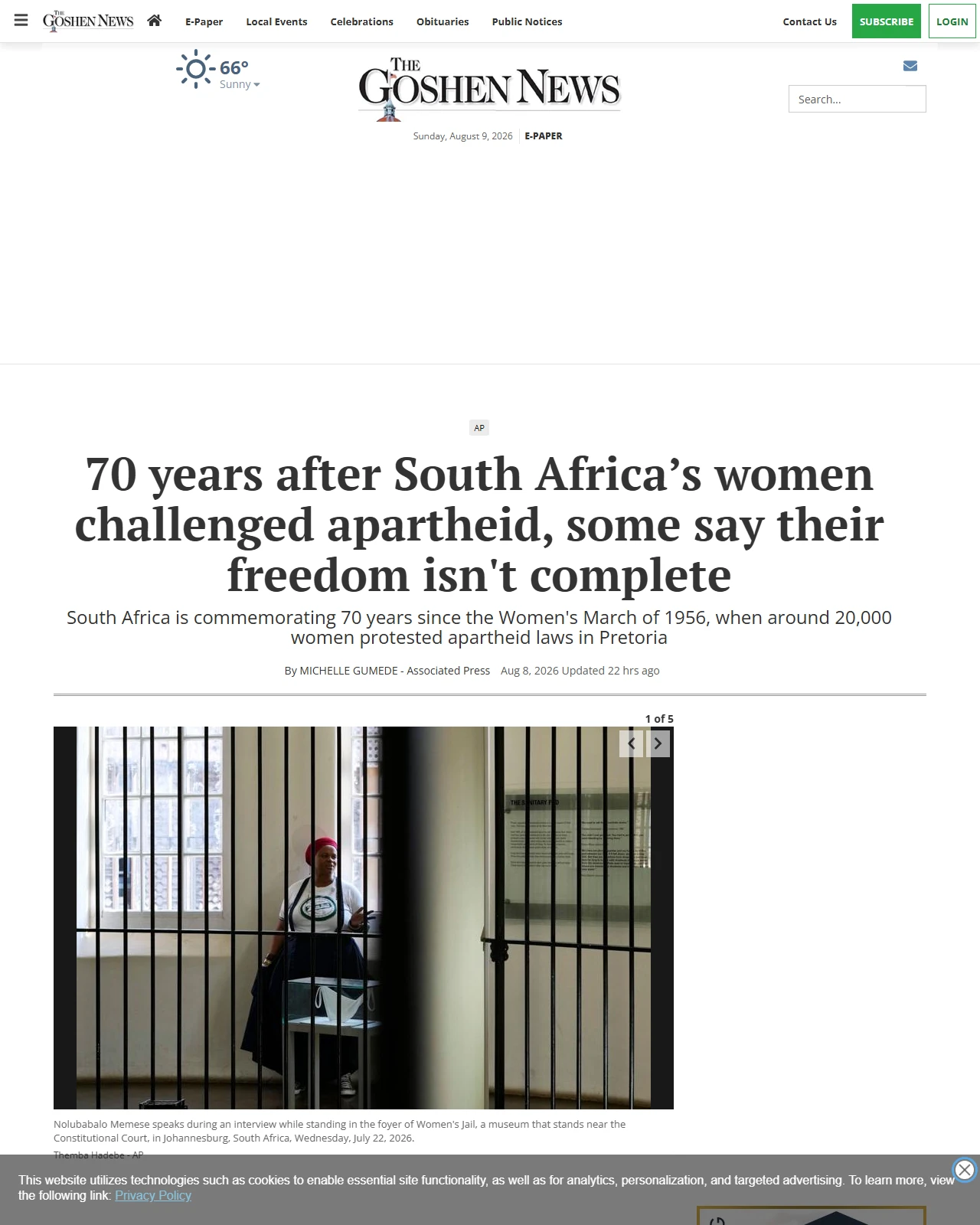 goshennews.com as published: 70 years after South Africa’s women challenged apartheid, some say their freedom isn't complete