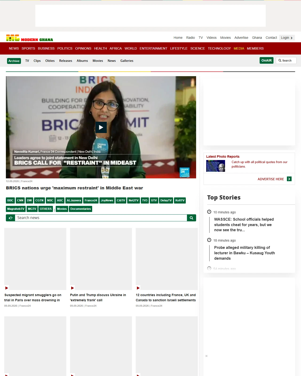 modernghana.com as published: BRICS nations urge 'maximum restraint' in Middle East war
