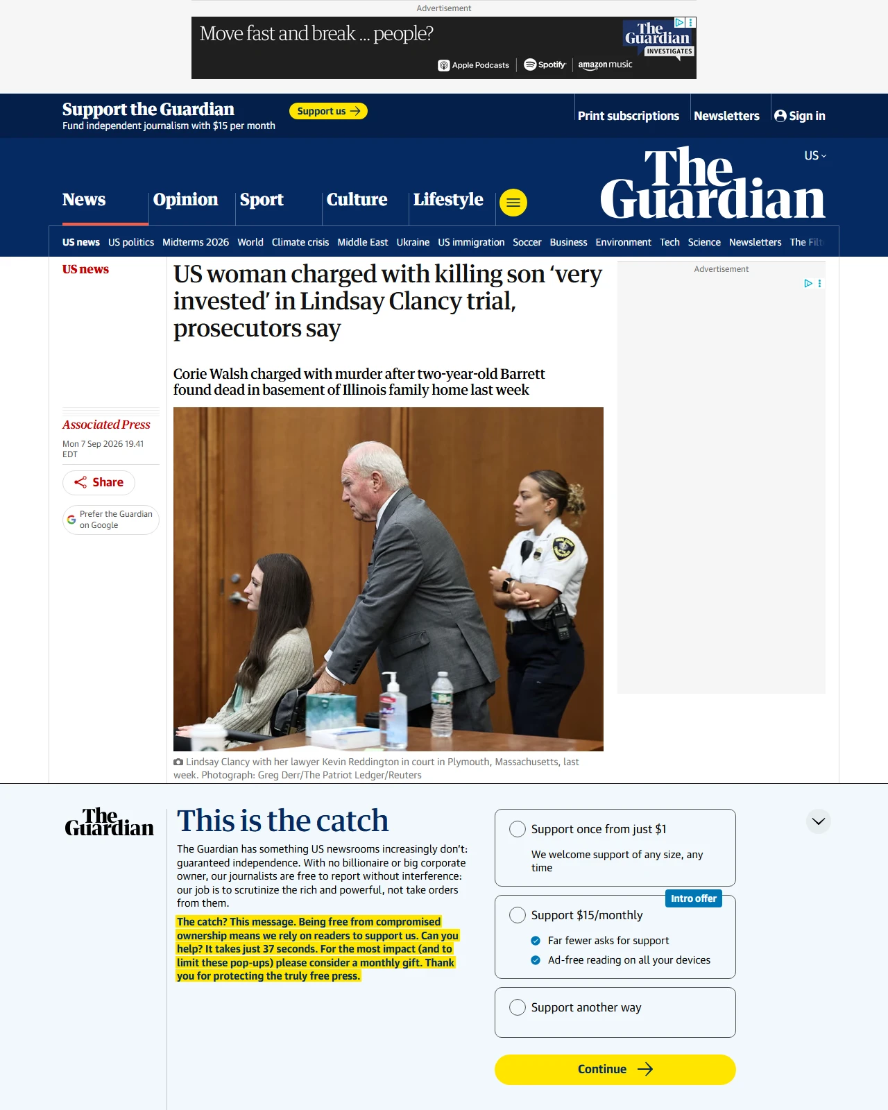 theguardian.com as published: US woman charged with killing son ‘very invested’ in Lindsay Clancy trial, prosecutors say