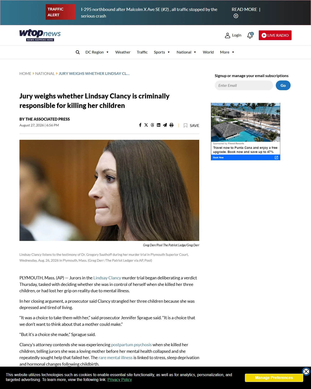 wtop.com as published: Jury weighs whether Lindsay Clancy is criminally responsible for killing her children