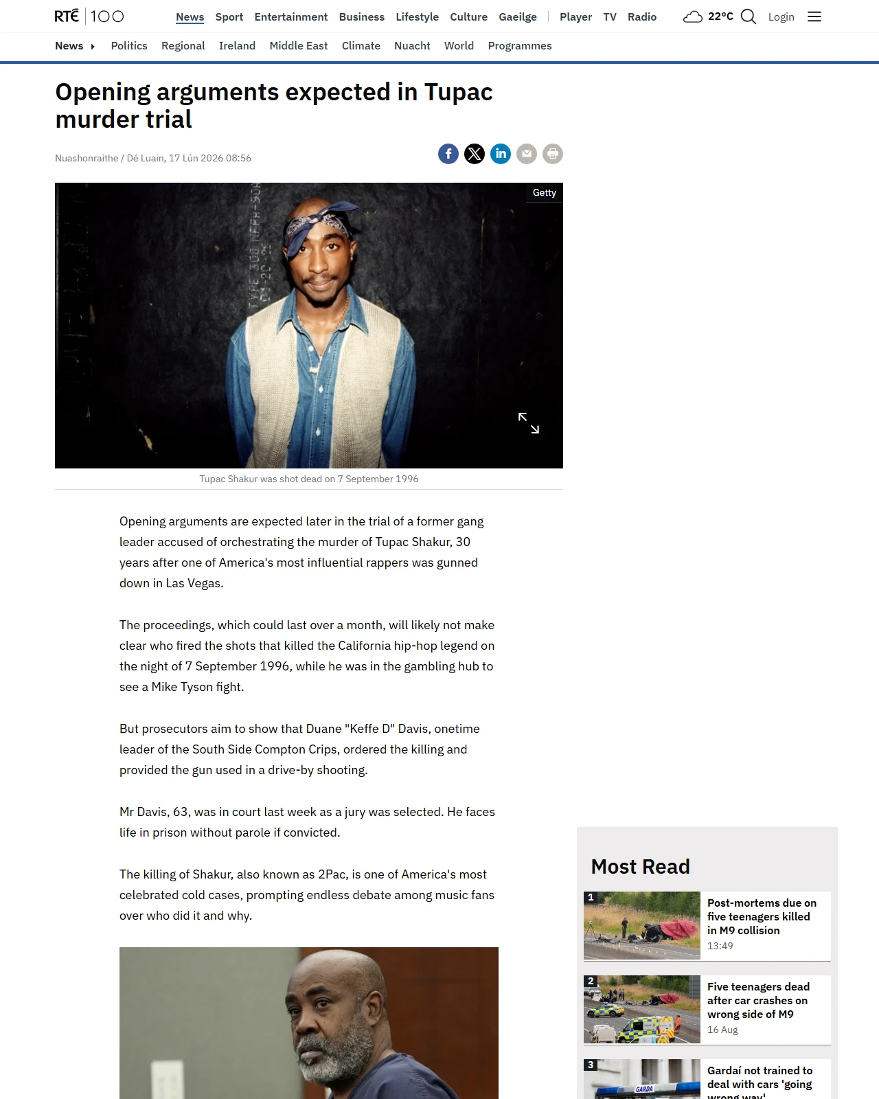 rte.ie as published: Opening arguments expected in Tupac murder trial