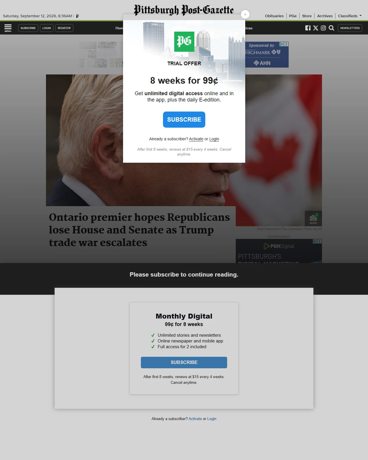 post-gazette.com as published: Ontario premier hopes Republicans lose House and Senate as Trump trade war escalates - Pittsburgh Post-Gazette