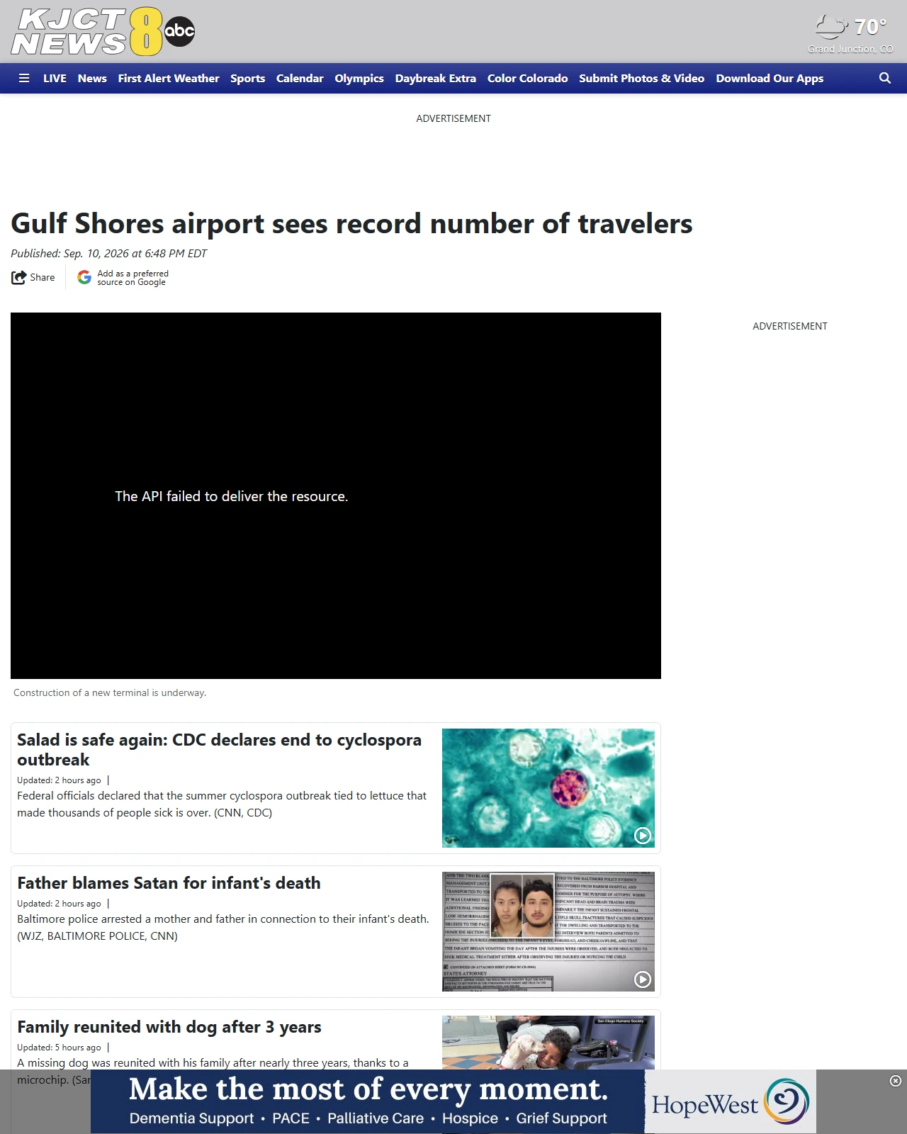 kjct8.com as published: Gulf Shores airport sees record number of travelers