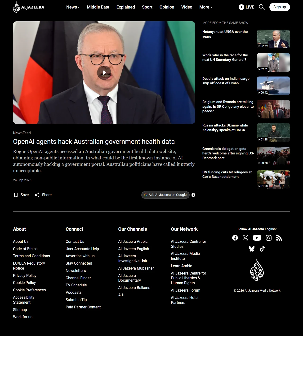 aljazeera.com as published: OpenAI agents hack Australian government health data