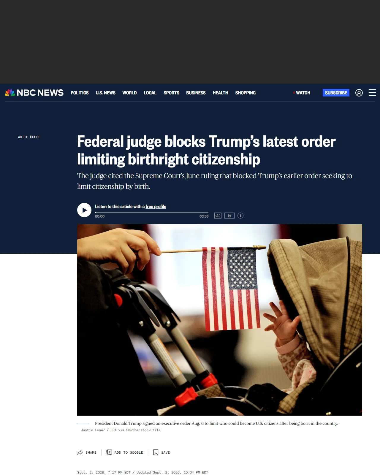 nbcnews.com as published: Federal judge blocks Trump’s latest order limiting birthright citizenship