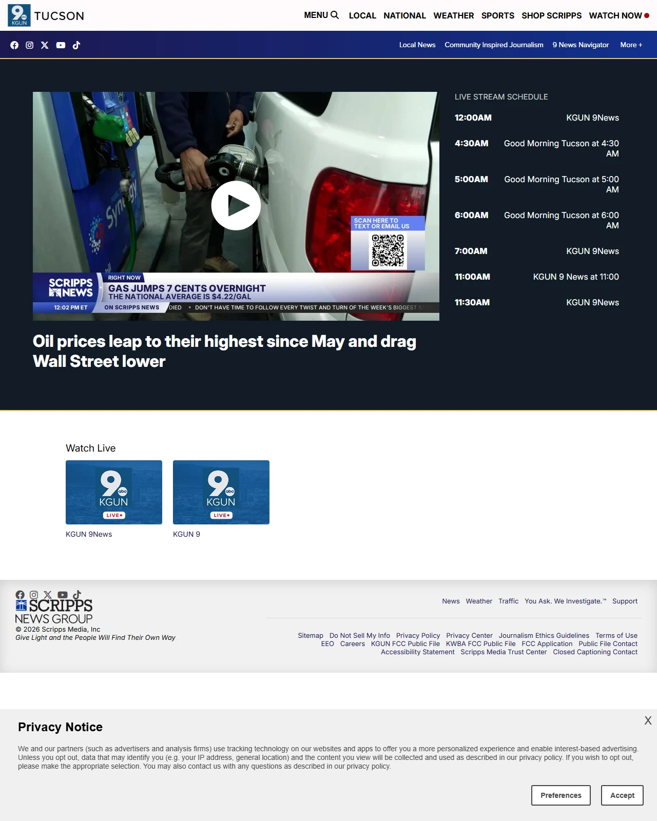 kgun9.com as published: Oil prices leap to their highest since May and drag Wall Street lower