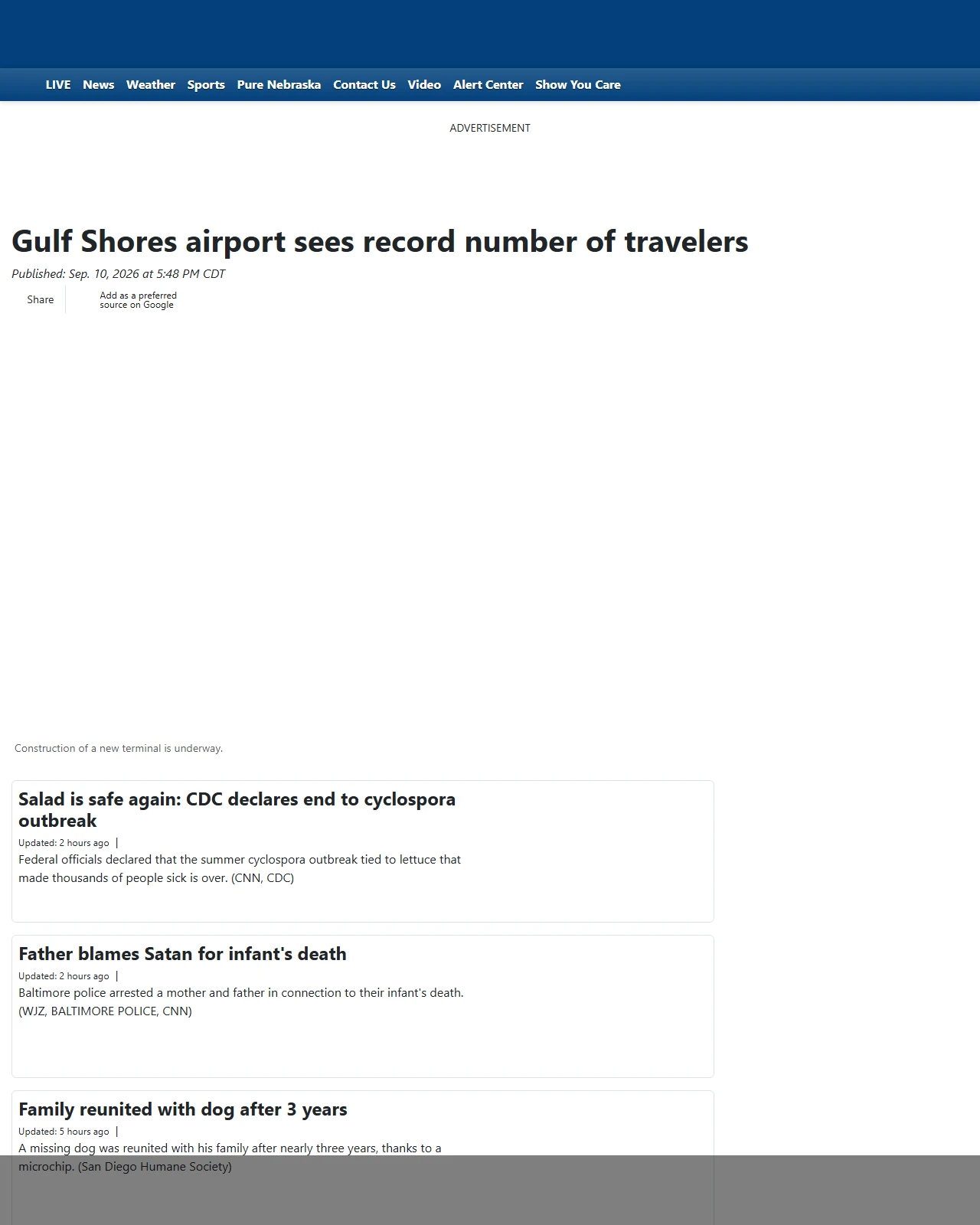 1011now.com as published: Gulf Shores airport sees record number of travelers - KOLN | Nebraska Local News, Weather, Sports | Lincoln, NE