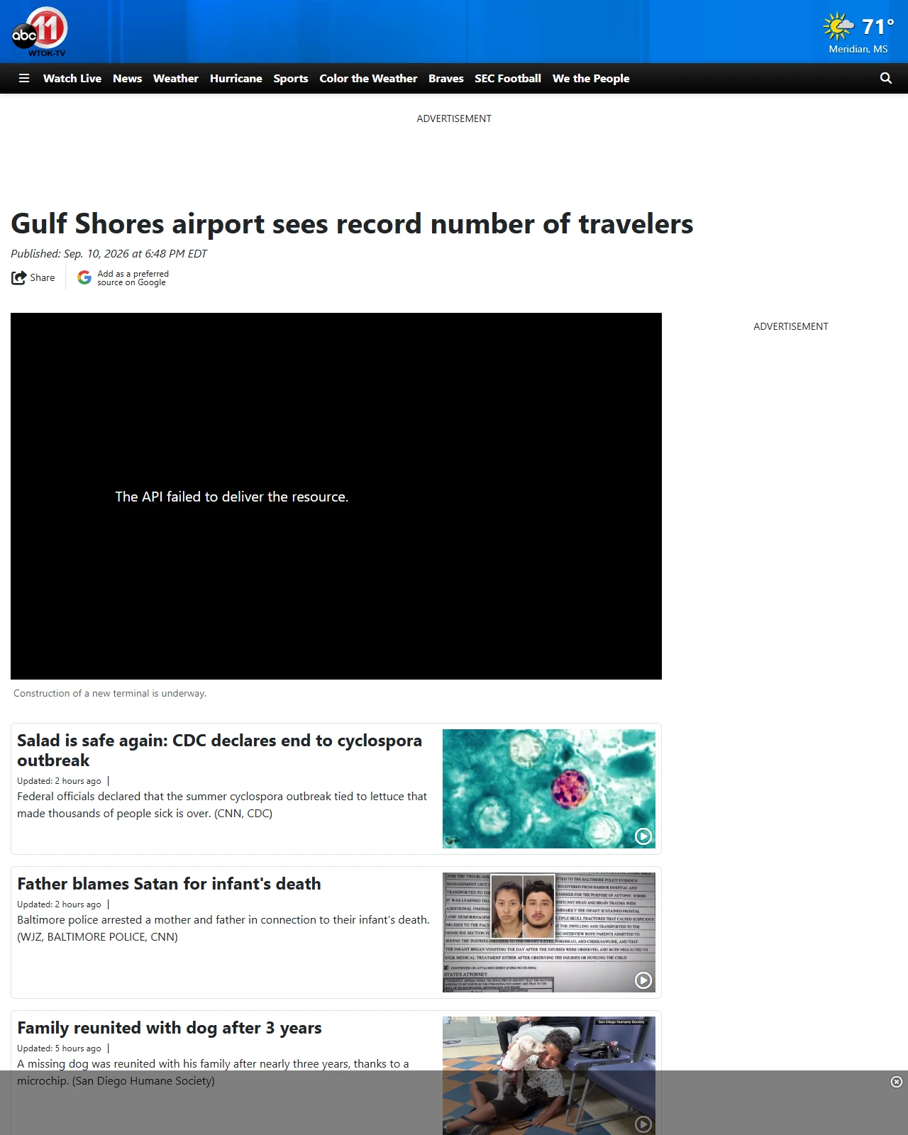 wtok.com as published: Gulf Shores airport sees record number of travelers