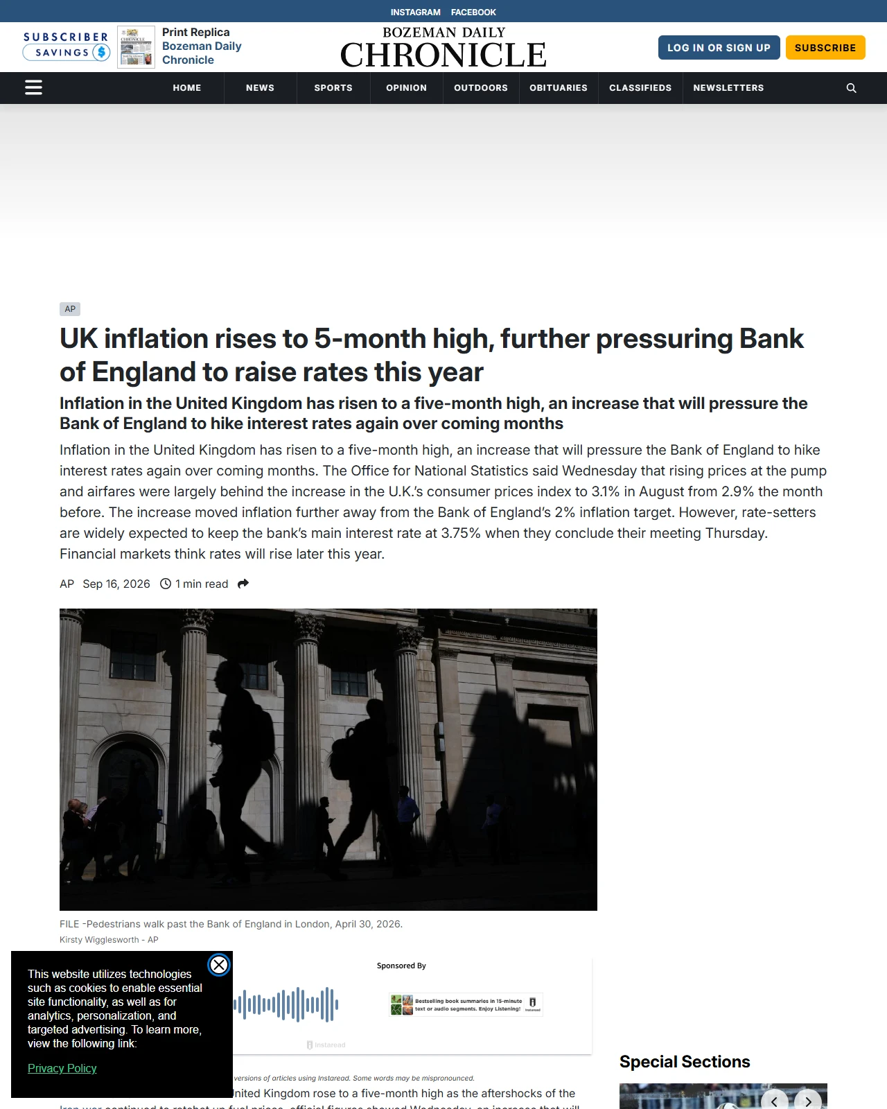 bozemandailychronicle.com as published: UK inflation rises to 5-month high, further pressuring Bank of England to raise rates this year