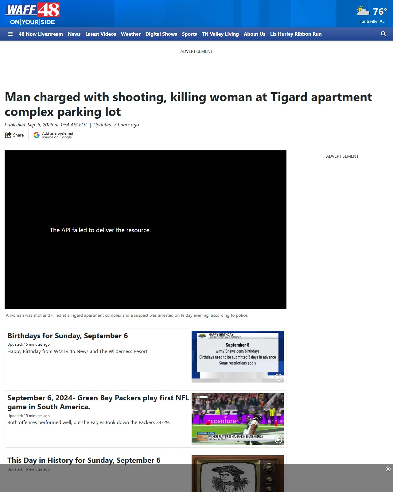 waff.com as published: Man charged with shooting, killing woman at Tigard apartment complex parking lot