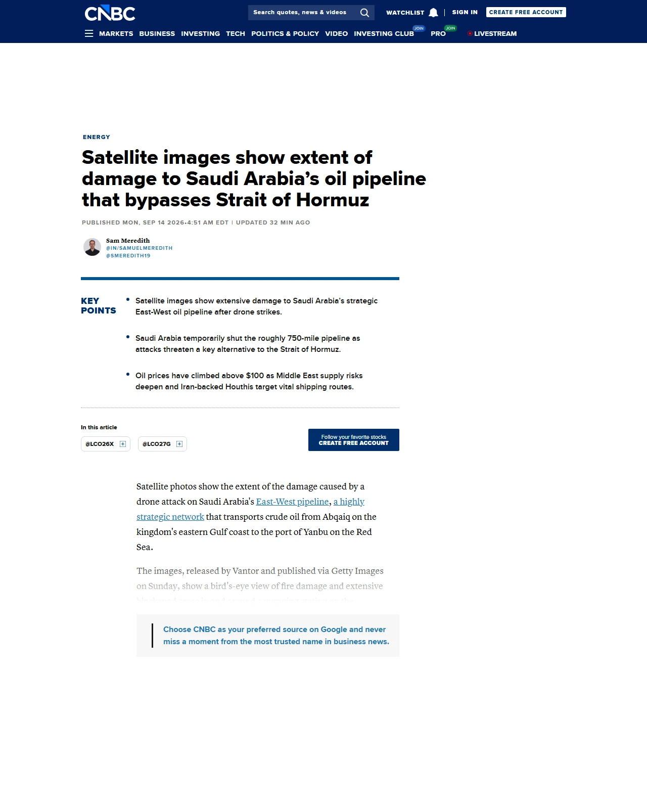 cnbc.com as published: Satellite images show extent of damage to Saudi Arabia’s oil pipeline that bypasses Strait of Hormuz