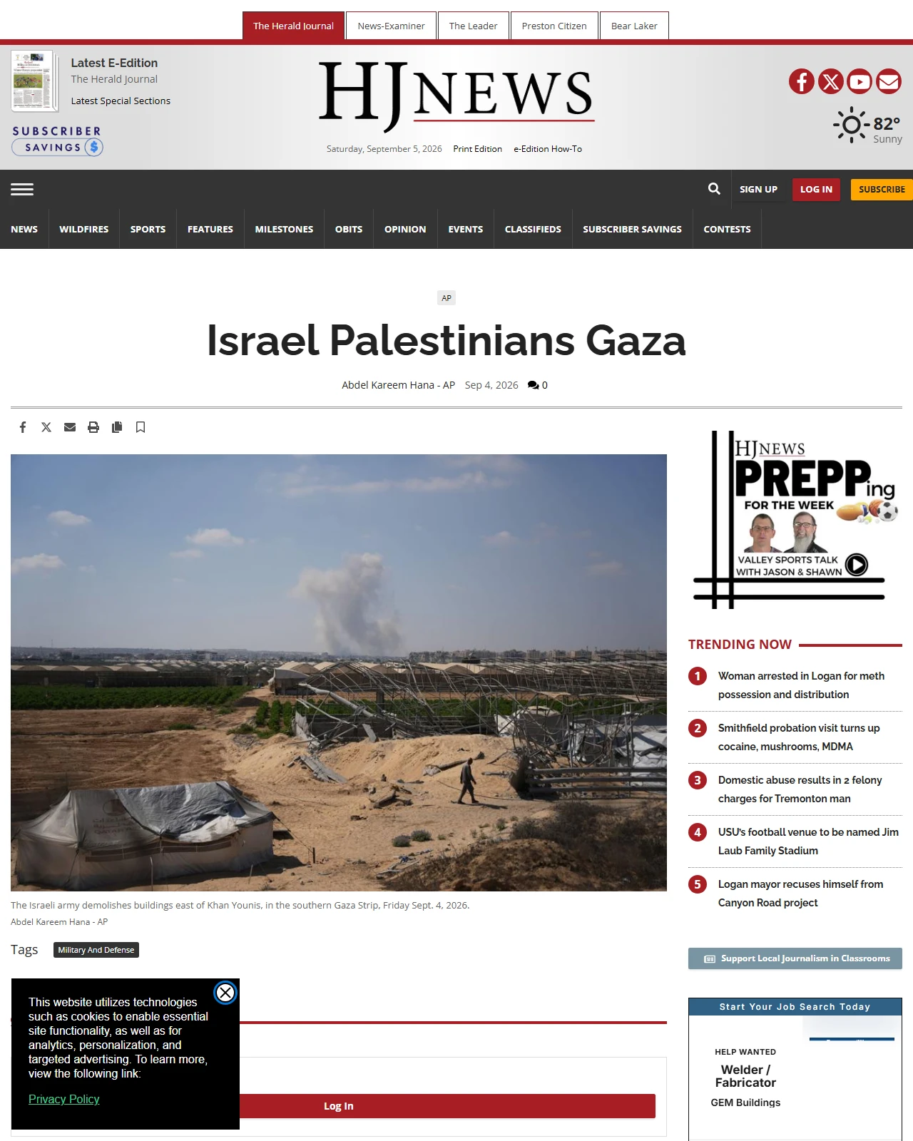 hjnews.com as published: Israel Palestinians Gaza