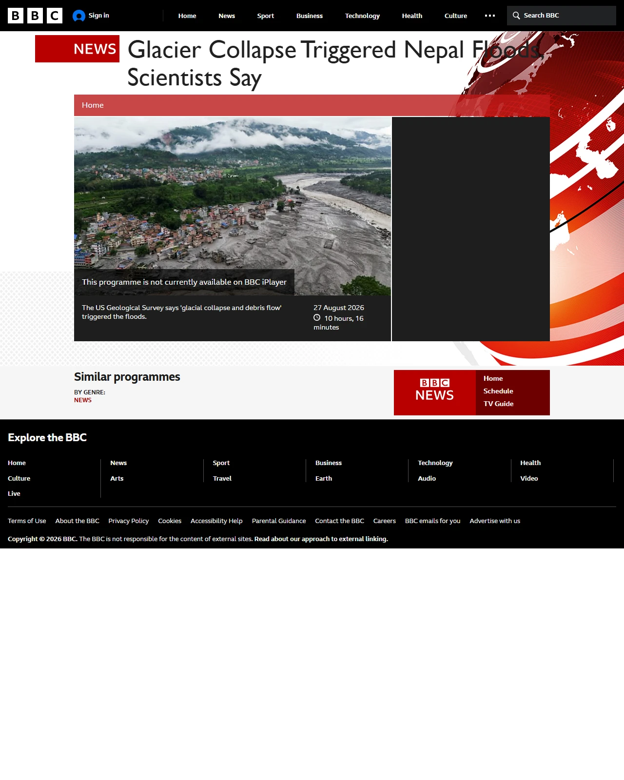 bbc.co.uk as published: Glacier Collapse Triggered Nepal Floods, Scientists Say